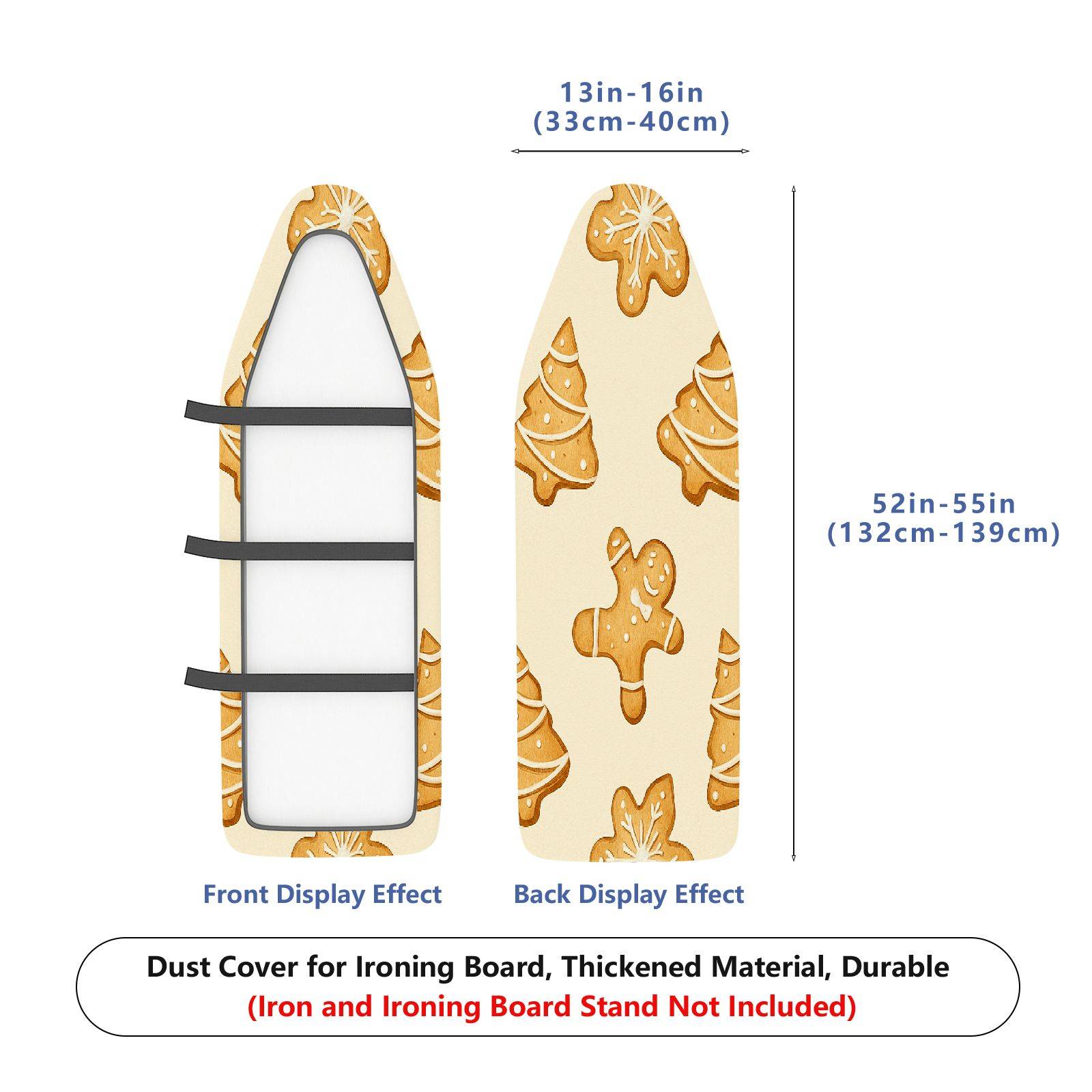 1-Piece Christmas Gingerbread Tree  Ironing Board Cover, Universal Size, Without Board