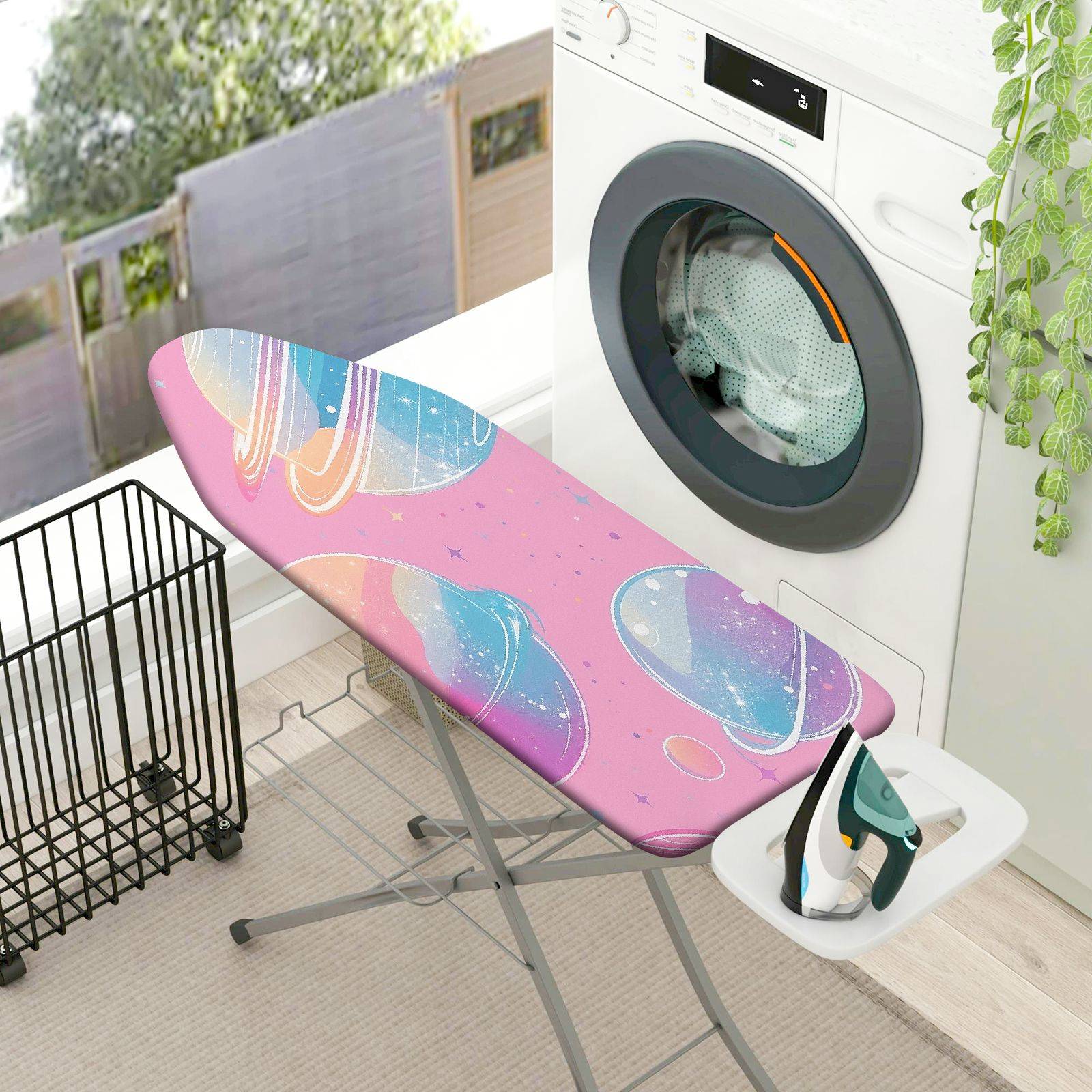 1-Piece Pink Galaxy Stars  Ironing Board Cover, Universal Size, Without Board