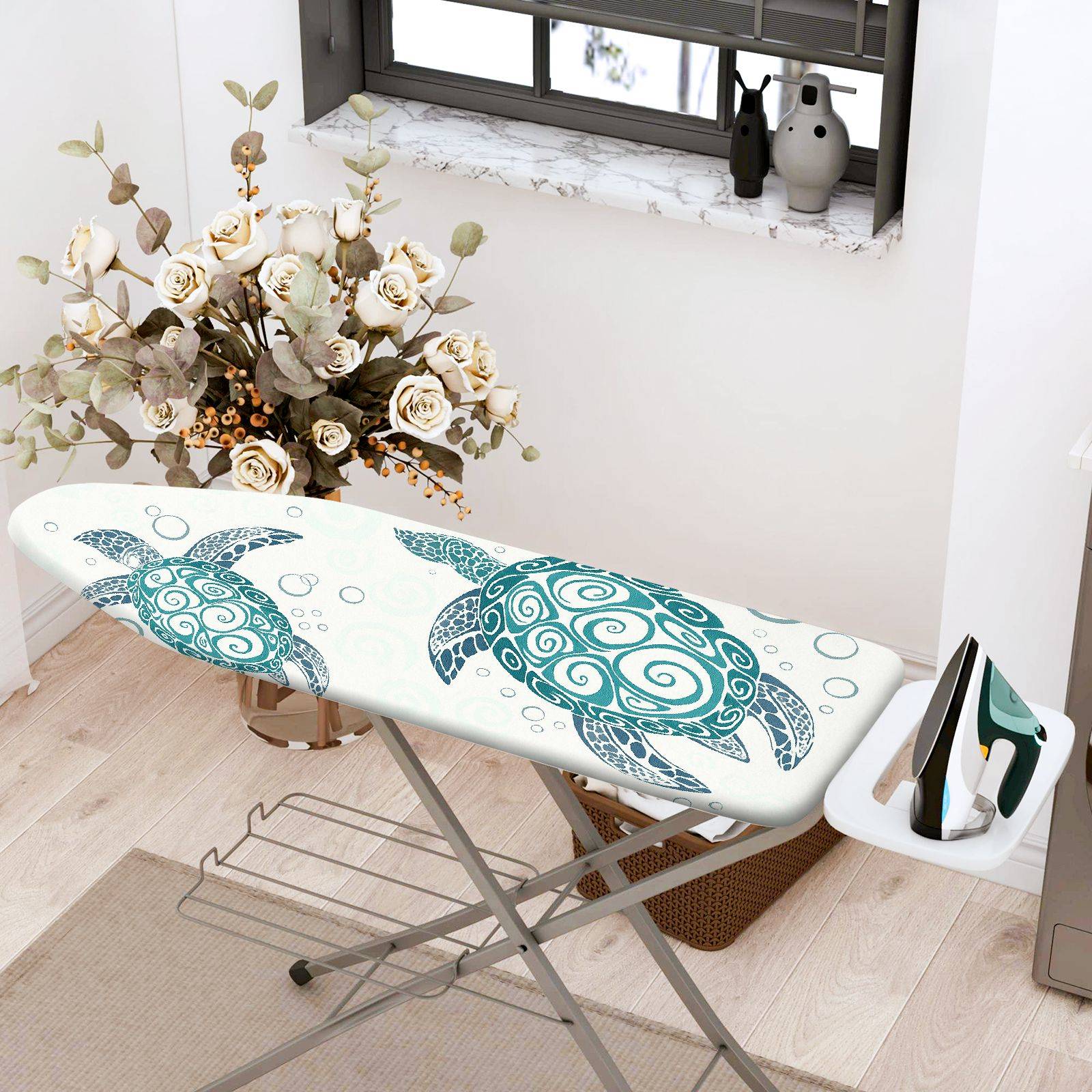 1-Piece Sea Turtle Aqua Blue Ocean  Ironing Board Cover, Universal Size, Without Board