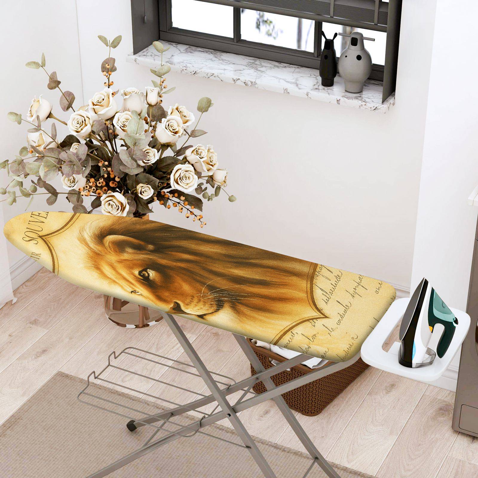 1-Piece Lion Animal Artistic  Ironing Board Cover, Universal Size, Without Board