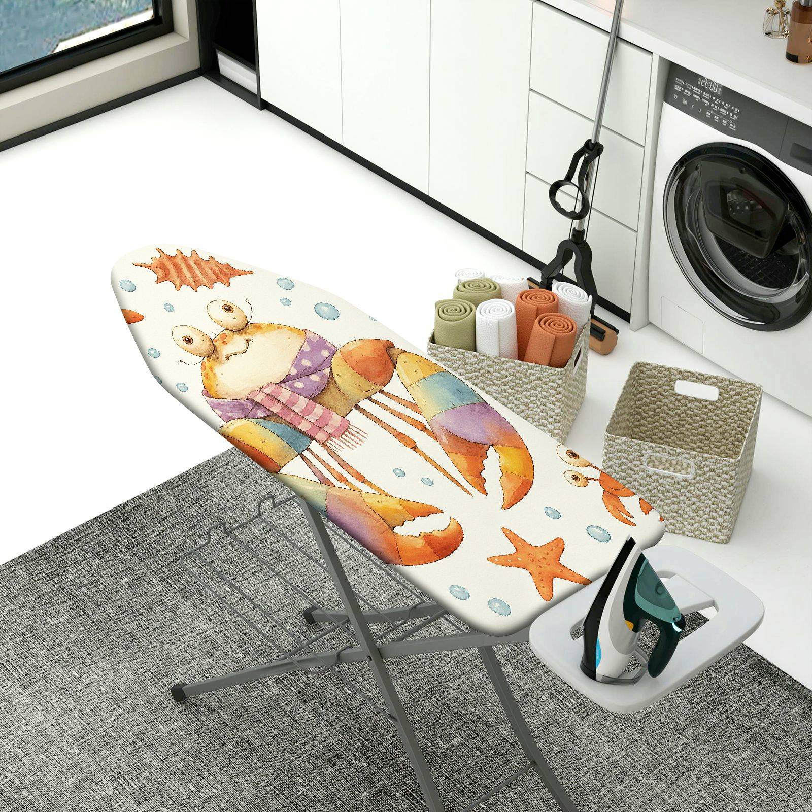 1-Piece Crab Sea Animal  Ironing Board Cover, Universal Size, Without Board