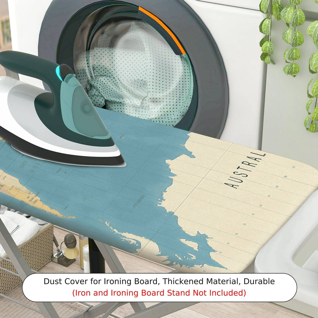 1-Piece World Map Blue Beige  Ironing Board Cover, Universal Size, Without Board