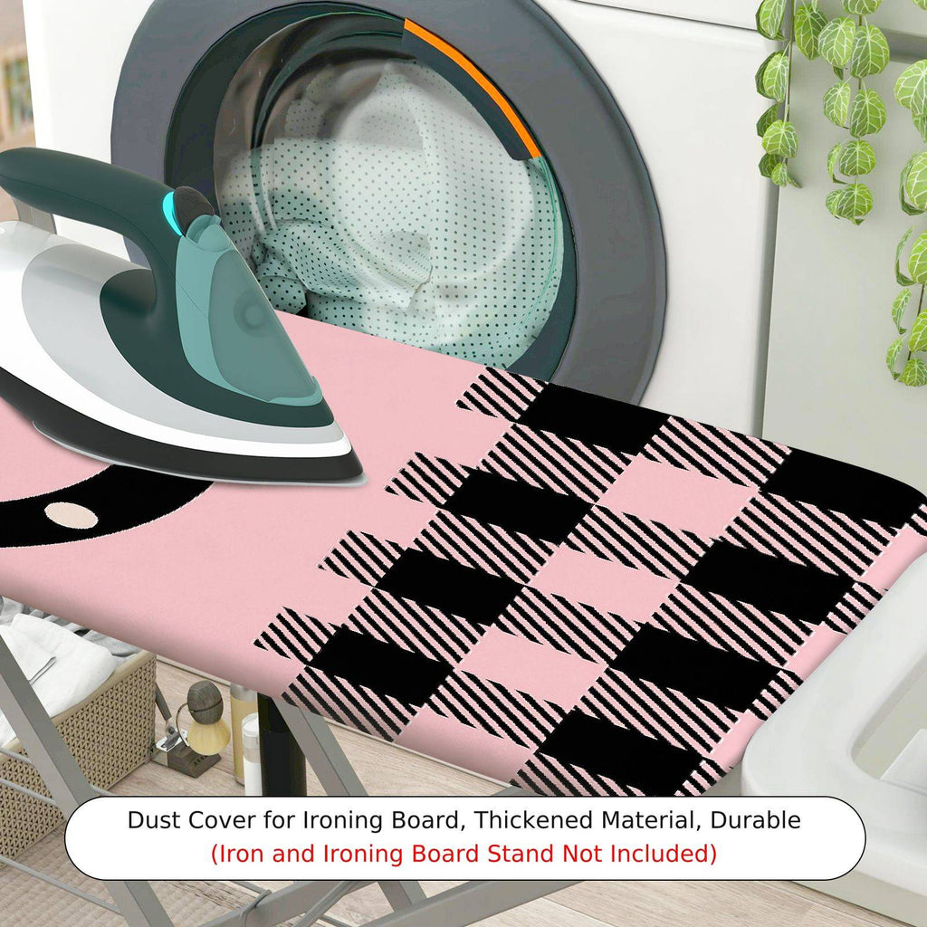 1-Piece Pink Plaid Polka Dot  Ironing Board Cover, Universal Size, Without Board