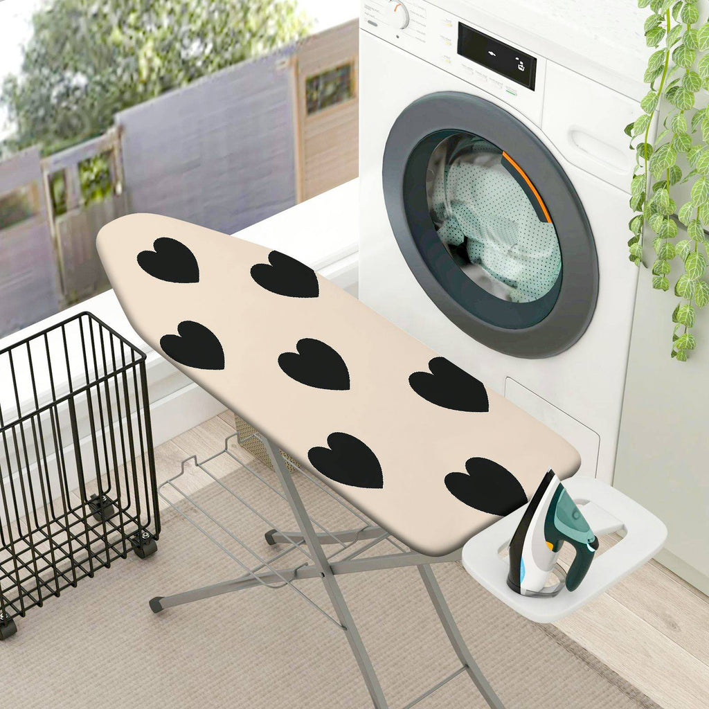 1-Piece Heart Pattern Black Beige  Ironing Board Cover, Universal Size, Without Board