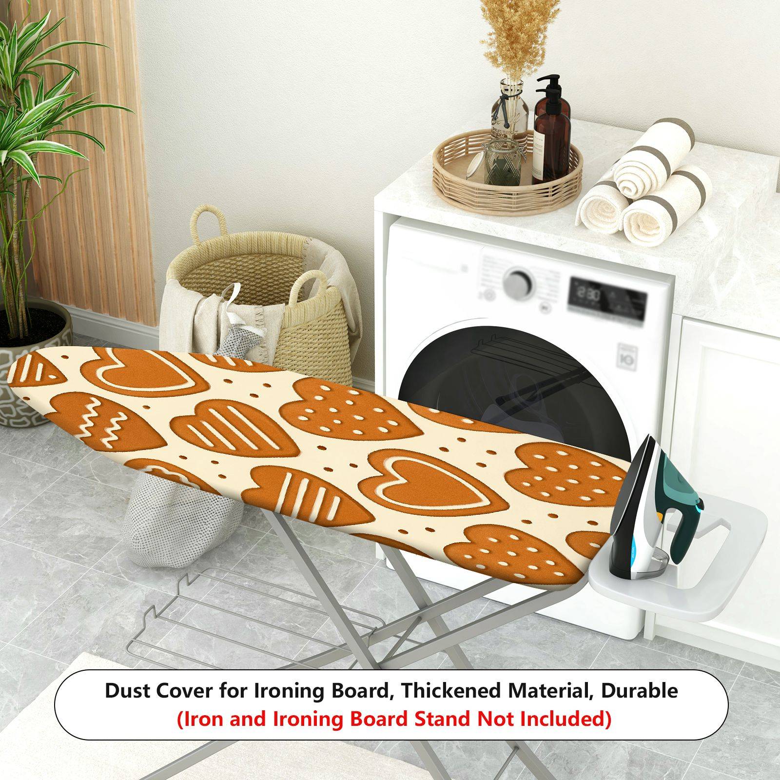 1-Piece Heart Pattern Brown Christmas  Ironing Board Cover, Universal Size, Without Board
