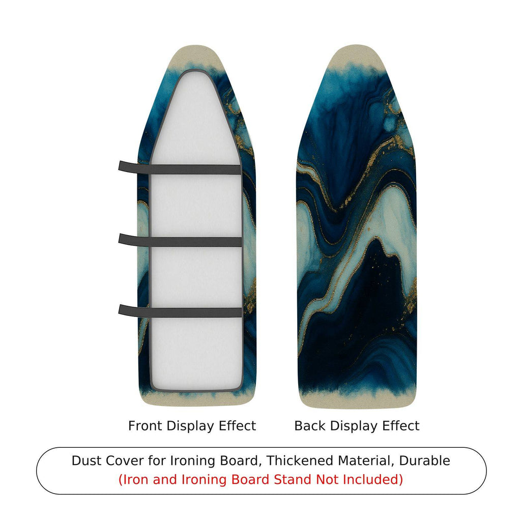 1-Piece Marble Abstract Blue Gold  Ironing Board Cover, Universal Size, Without Board