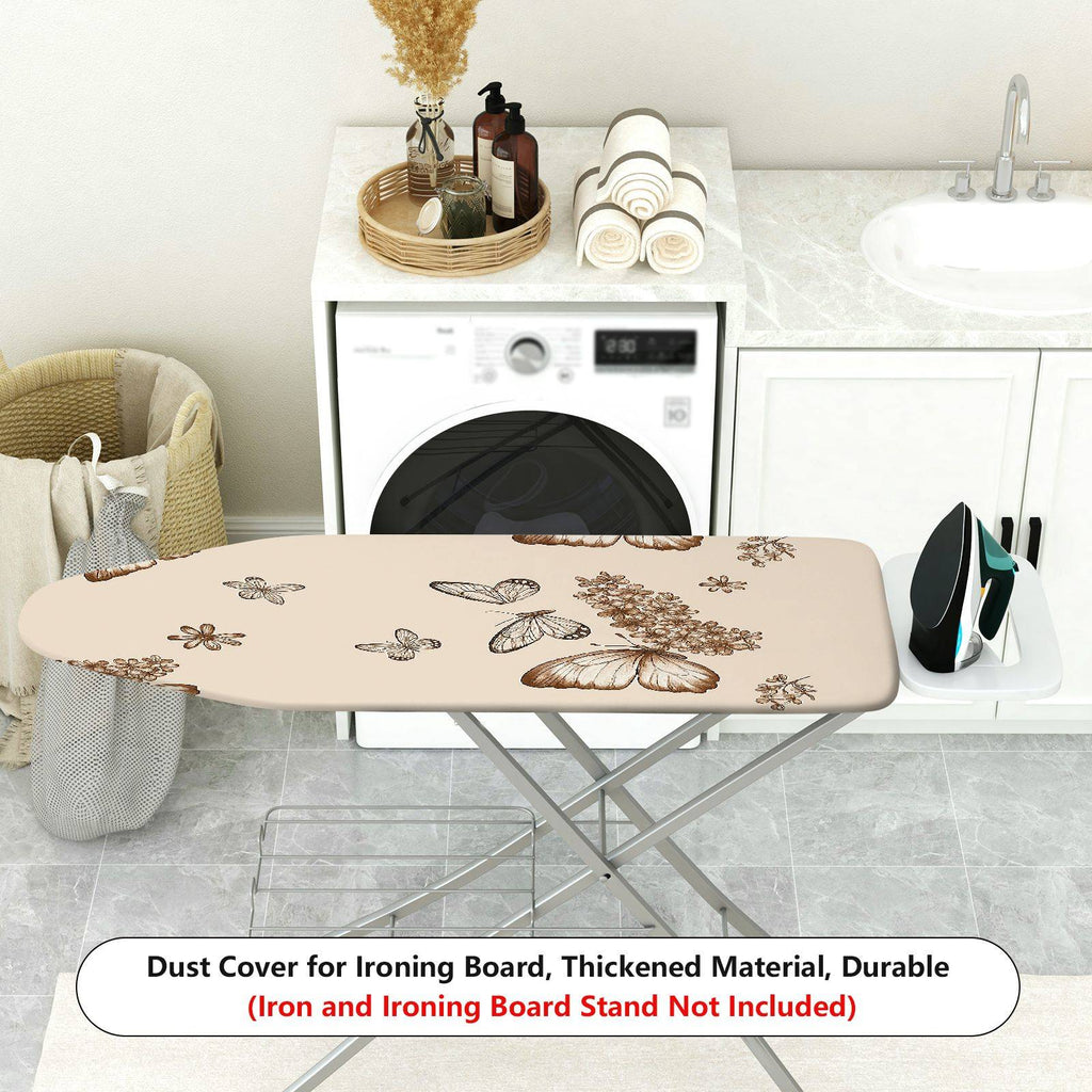 1-Piece Butterflies Flowers Pattern Beige  Ironing Board Cover, Universal Size, Without Board