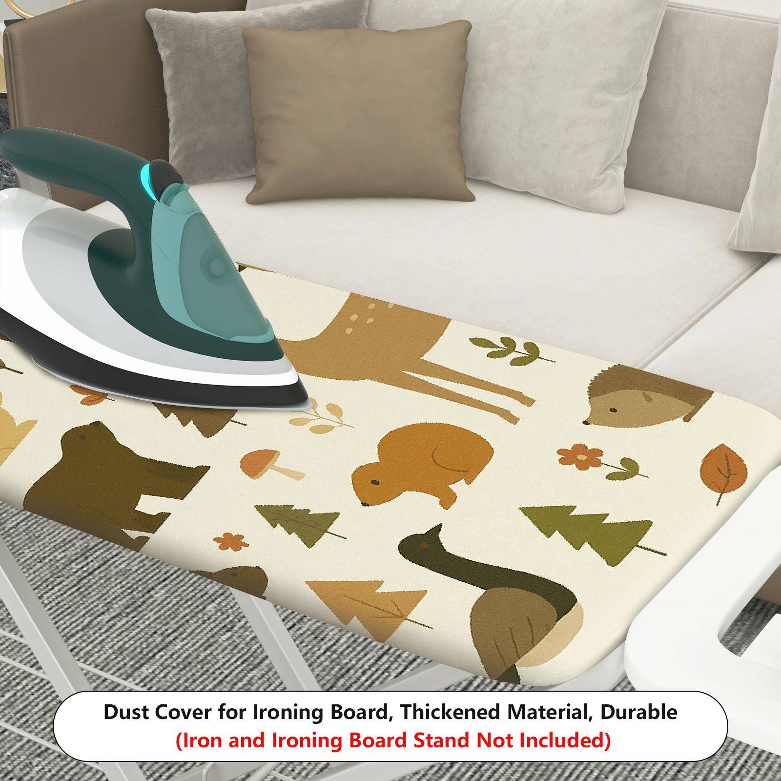 1-Piece Woodland Animal Forest Nature  Ironing Board Cover, Universal Size, Without Board
