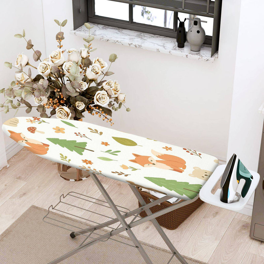 1-Piece Forest Animals Fox Deer  Ironing Board Cover, Universal Size, Without Board