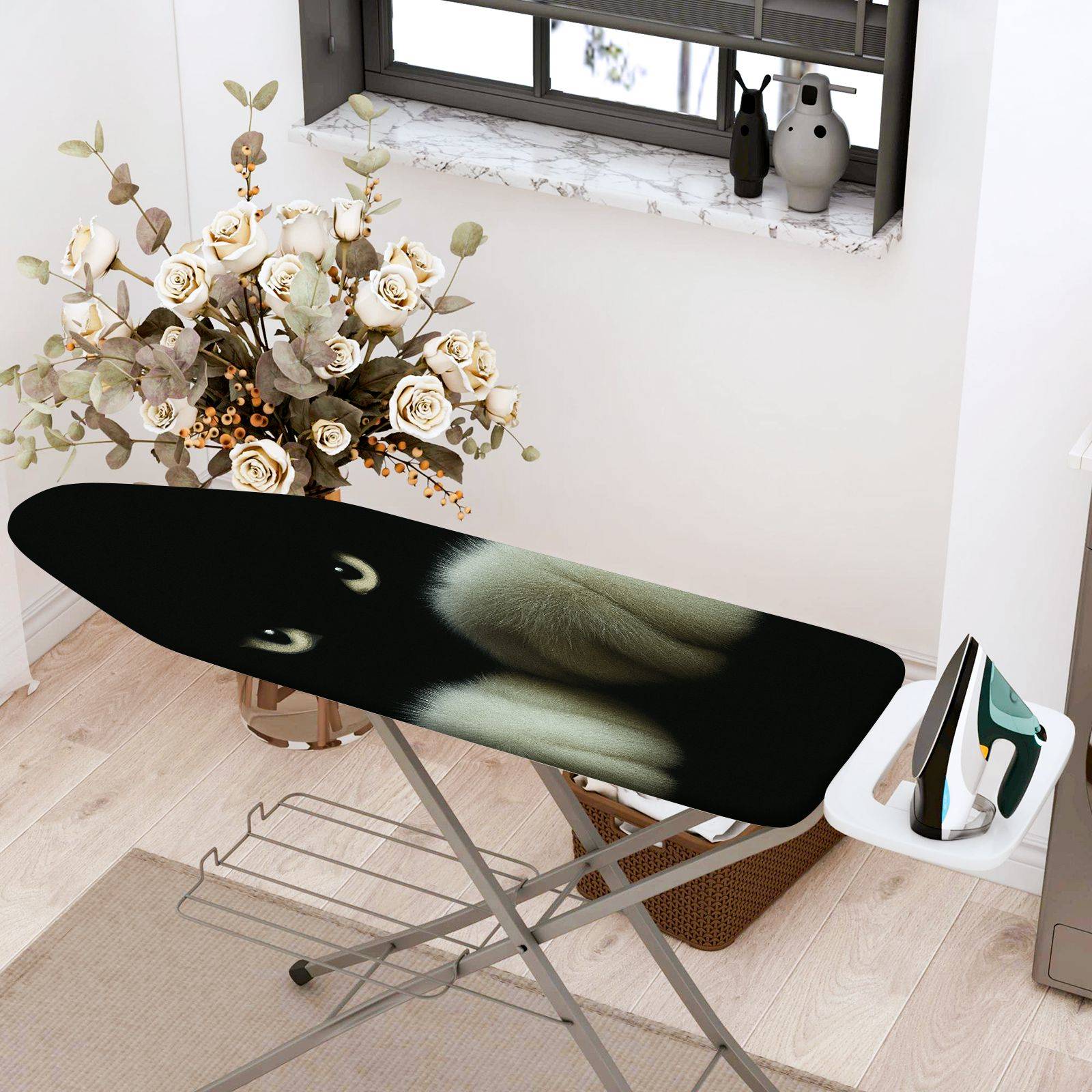 1-Piece Cat Paw Pattern Animal Black  Ironing Board Cover, Universal Size, Without Board