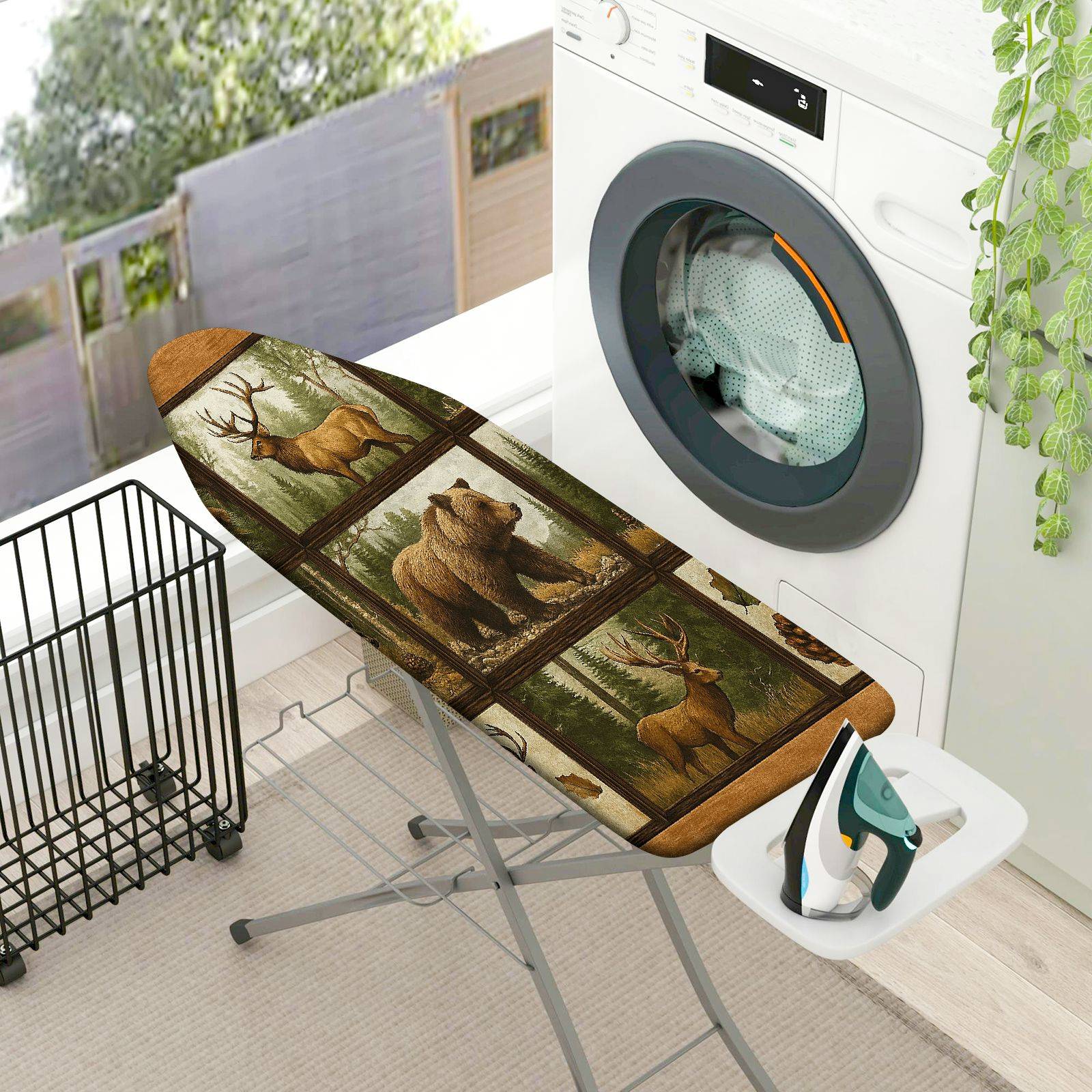 1-Piece Wildlife Forest Animal Rustic  Ironing Board Cover, Universal Size, Without Board