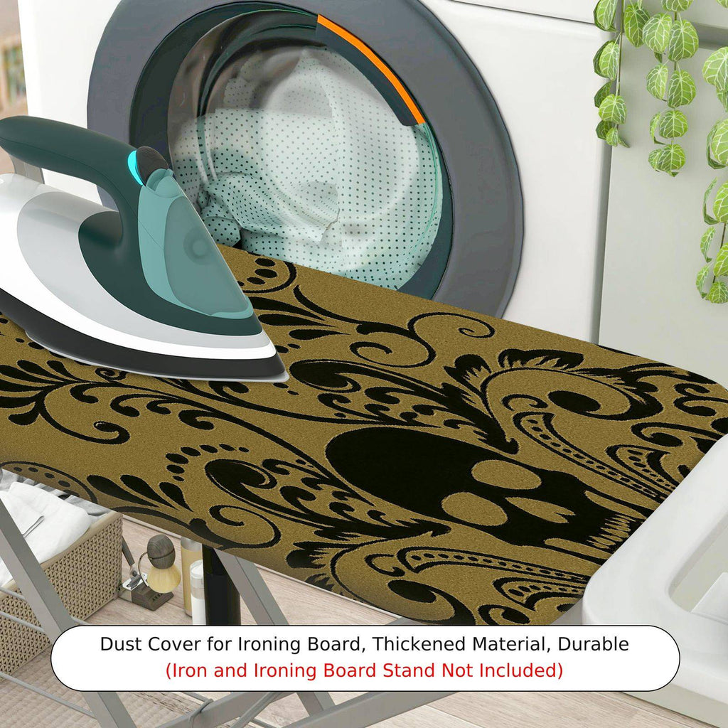 1-Piece Elegant Floral Black Beige  Ironing Board Cover, Universal Size, Without Board