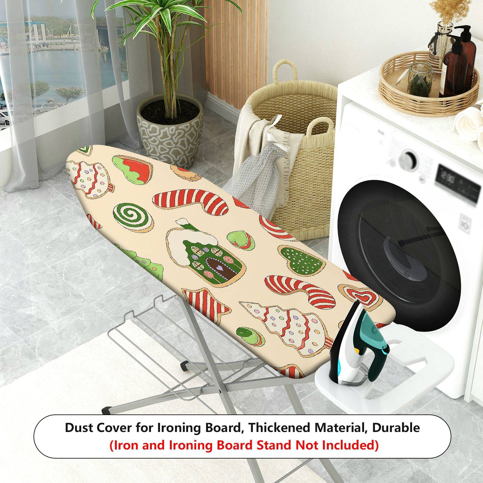 1-Piece Christmas Candy Gingerbread  Ironing Board Cover, Universal Size, Without Board