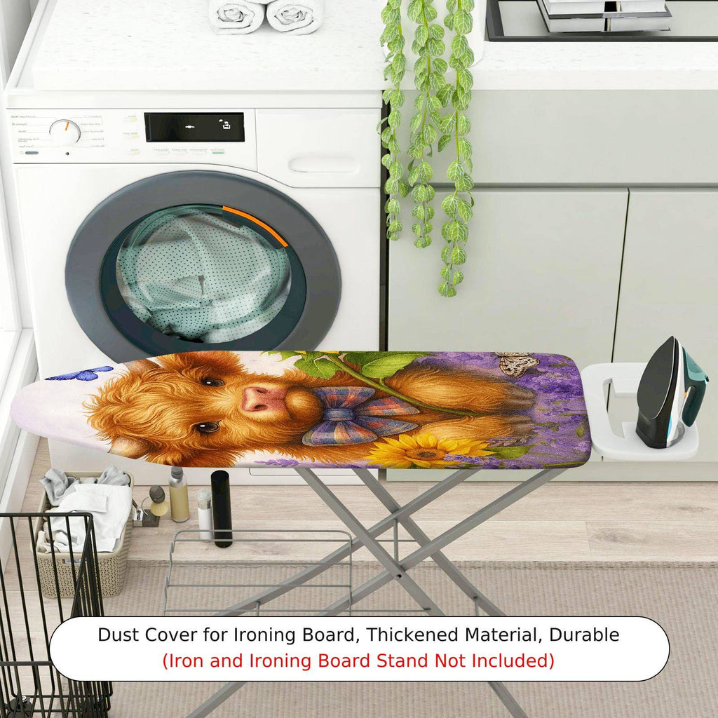 1-Piece Cow Art Floral Animal  Ironing Board Cover, Universal Size, Without Board