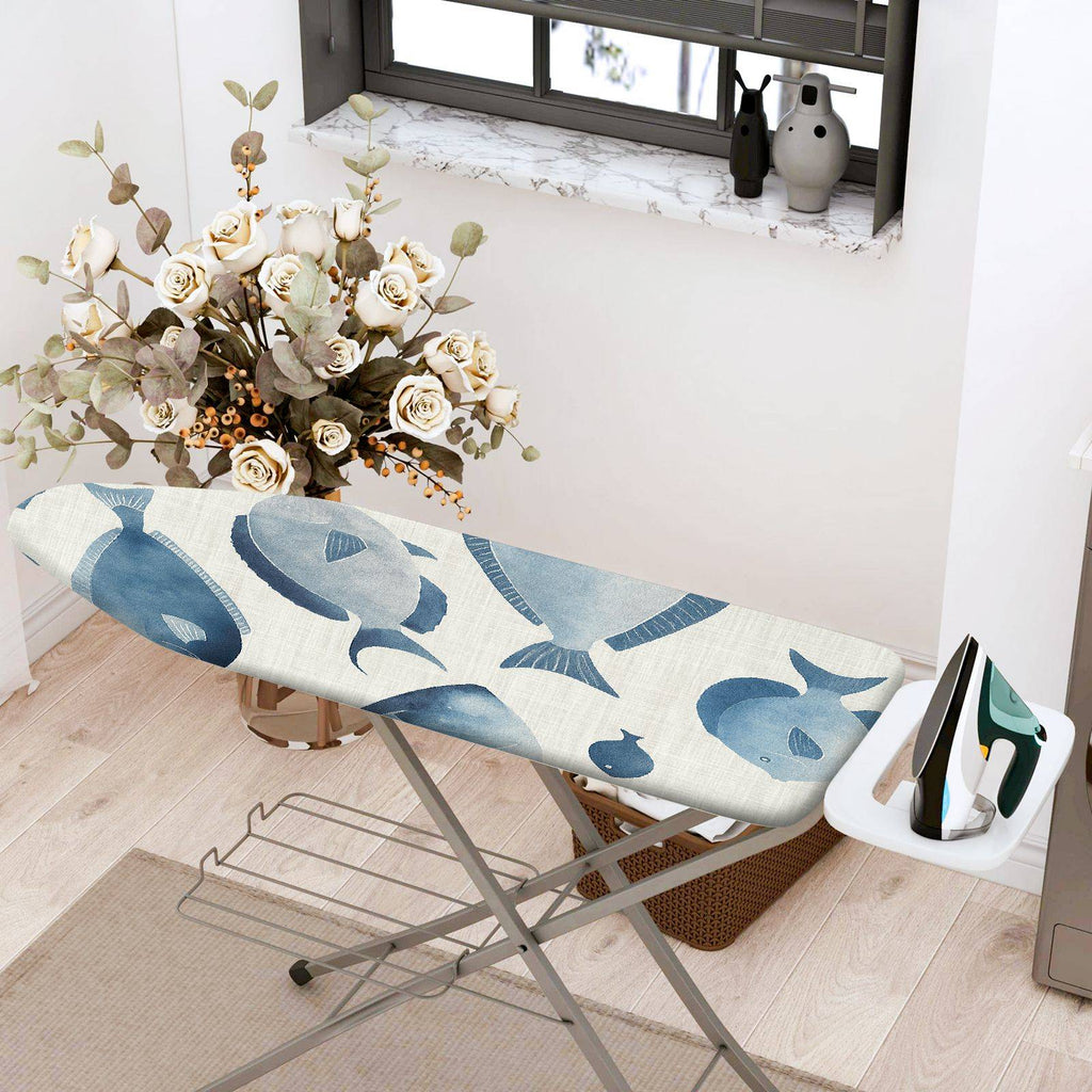1-Piece Fish Ocean Blue  Ironing Board Cover, Universal Size, Without Board