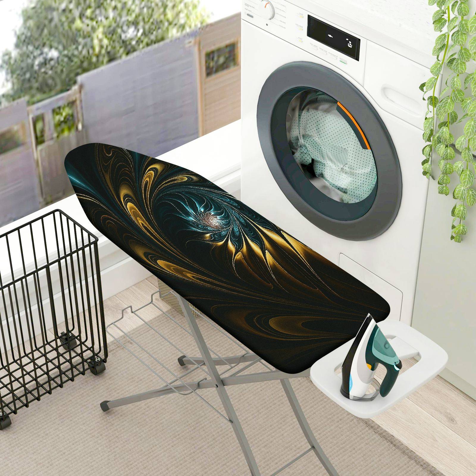 1-Piece Abstract Swirl Art Elegant  Ironing Board Cover, Universal Size, Without Board