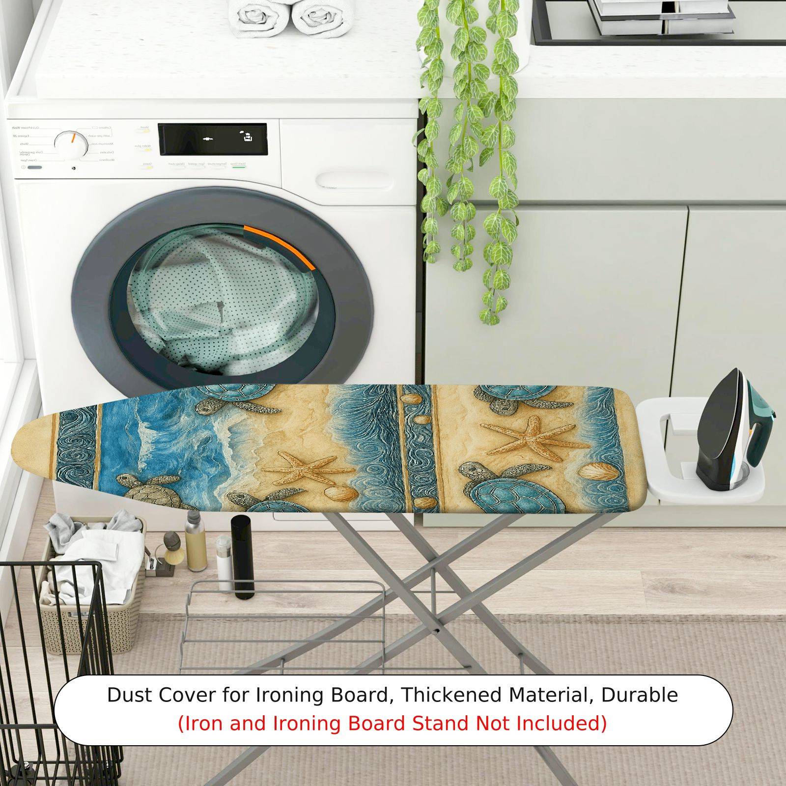 1-Piece Ocean Turtle Starfish Beach  Ironing Board Cover, Universal Size, Without Board