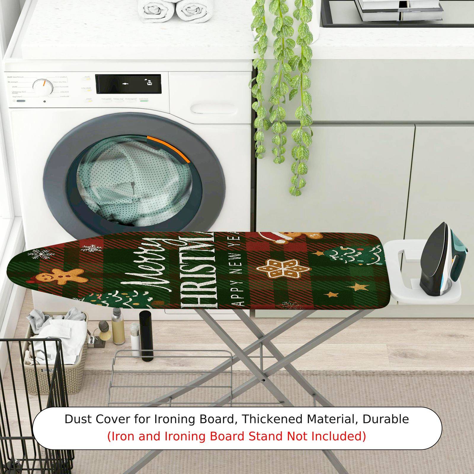 1-Piece Christmas Plaid Gingerbread  Ironing Board Cover, Universal Size, Without Board
