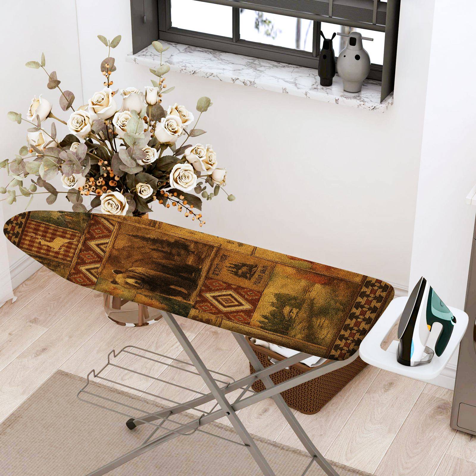 1-Piece Vintage Abstract Ethnic  Ironing Board Cover, Universal Size, Without Board