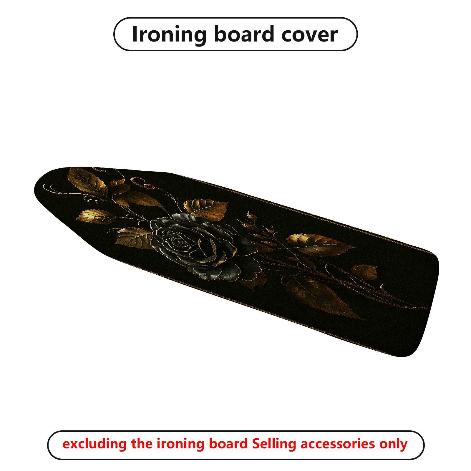 1-Piece Floral Elegant Black  Ironing Board Cover, Universal Size, Without Board