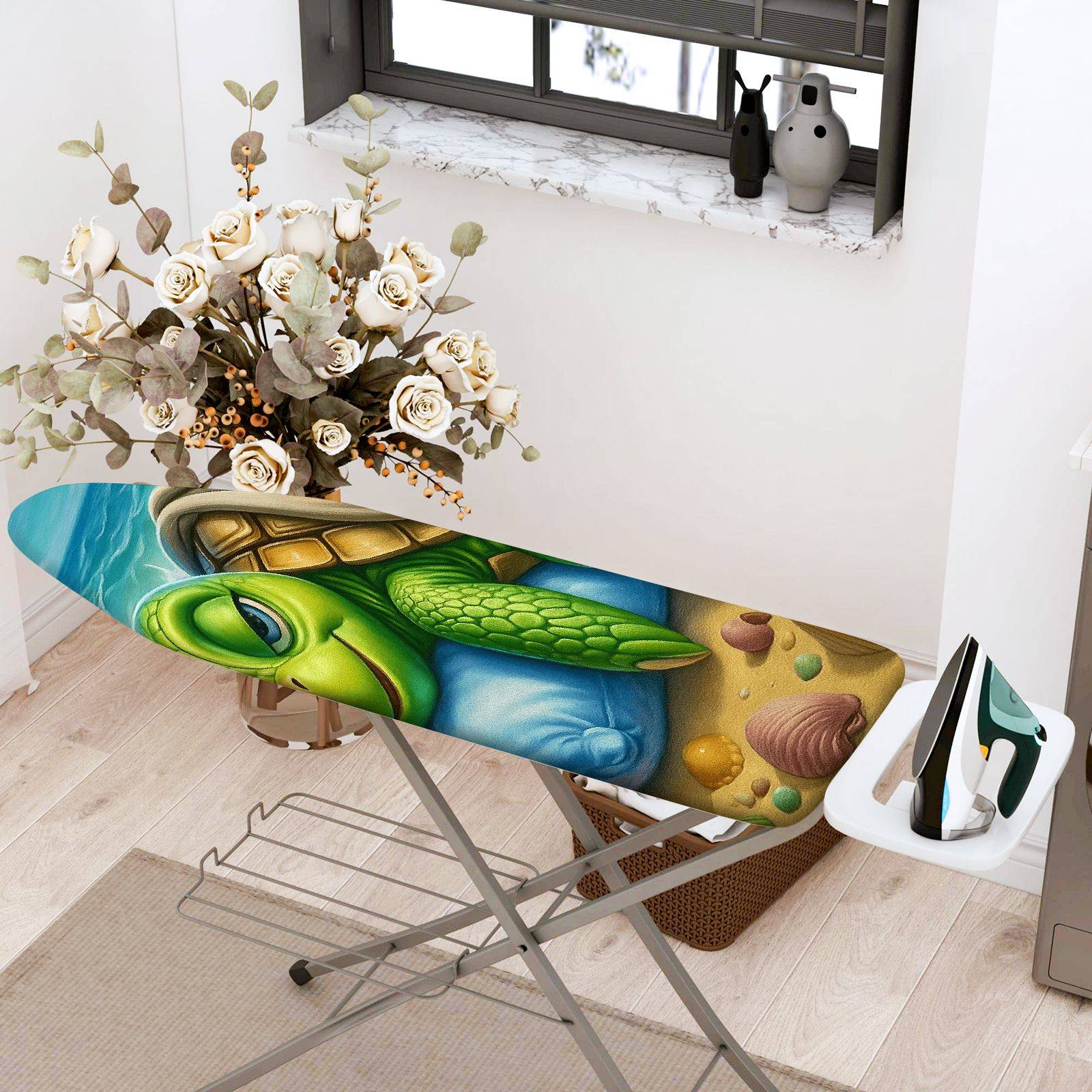 1-Piece Turtle Beach Ocean  Ironing Board Cover, Universal Size, Without Board