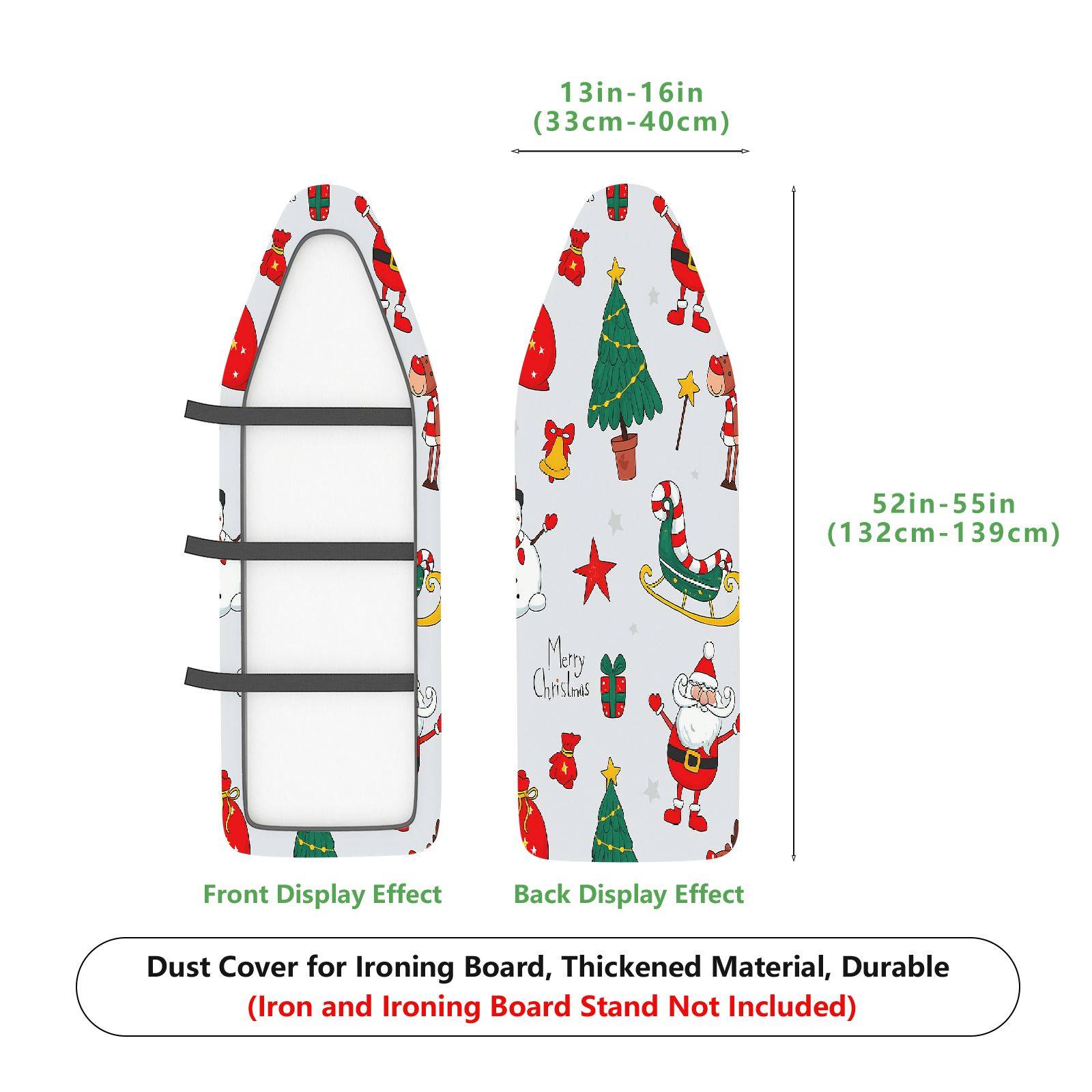 1-Piece Christmas Santa Tree Snowman  Ironing Board Cover, Universal Size, Without Board