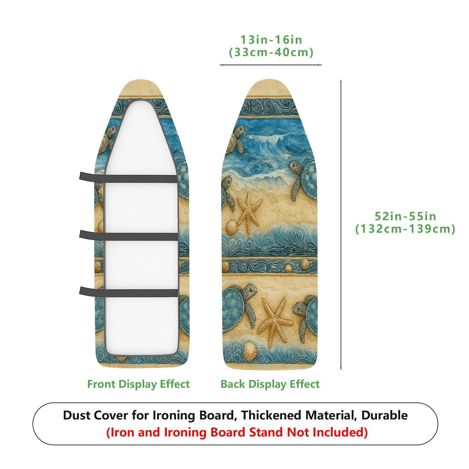 1-Piece Ocean Turtle Starfish Beach  Ironing Board Cover, Universal Size, Without Board