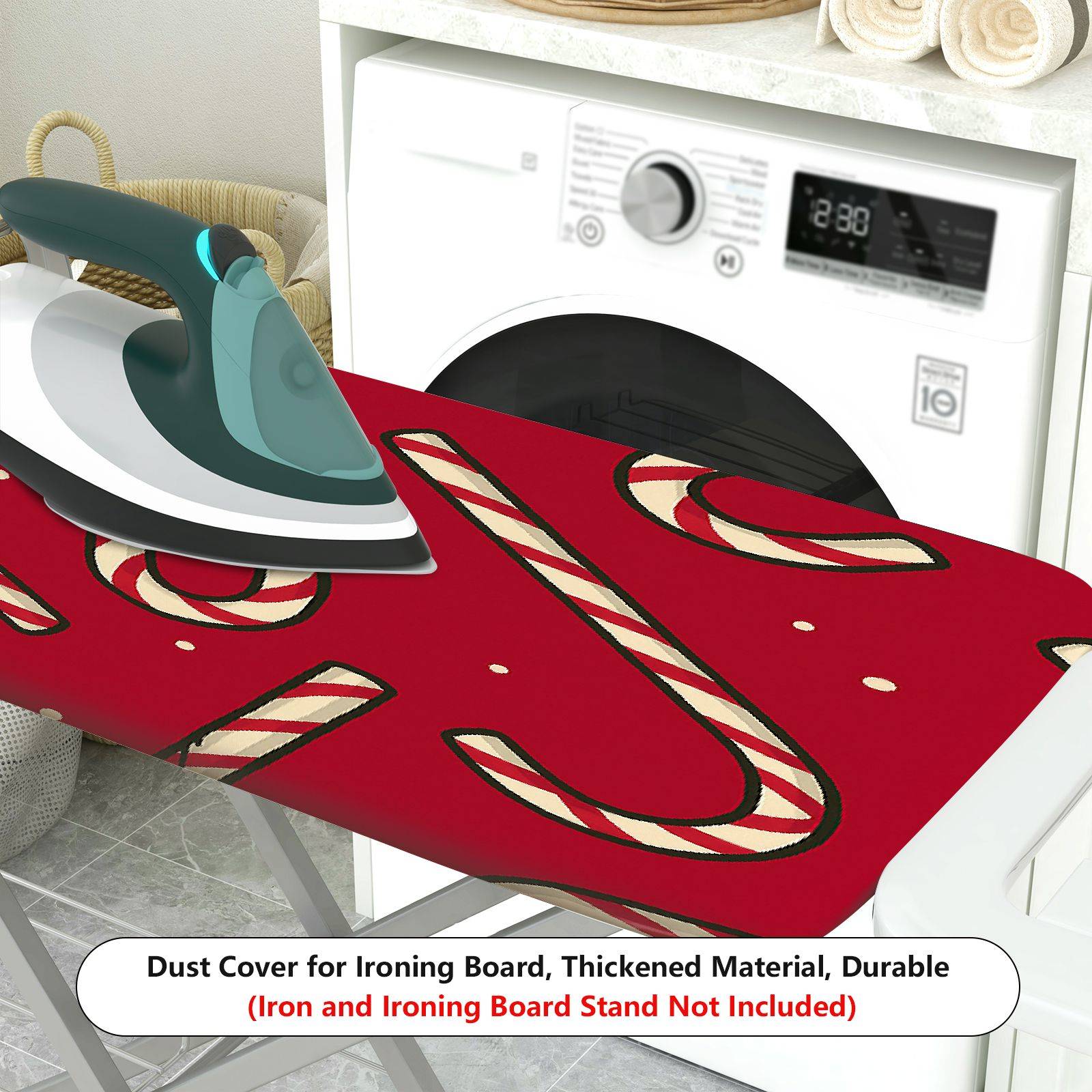 1-Piece Christmas Candy Cane Pattern Red Theme  Ironing Board Cover, Universal Size, Without Board