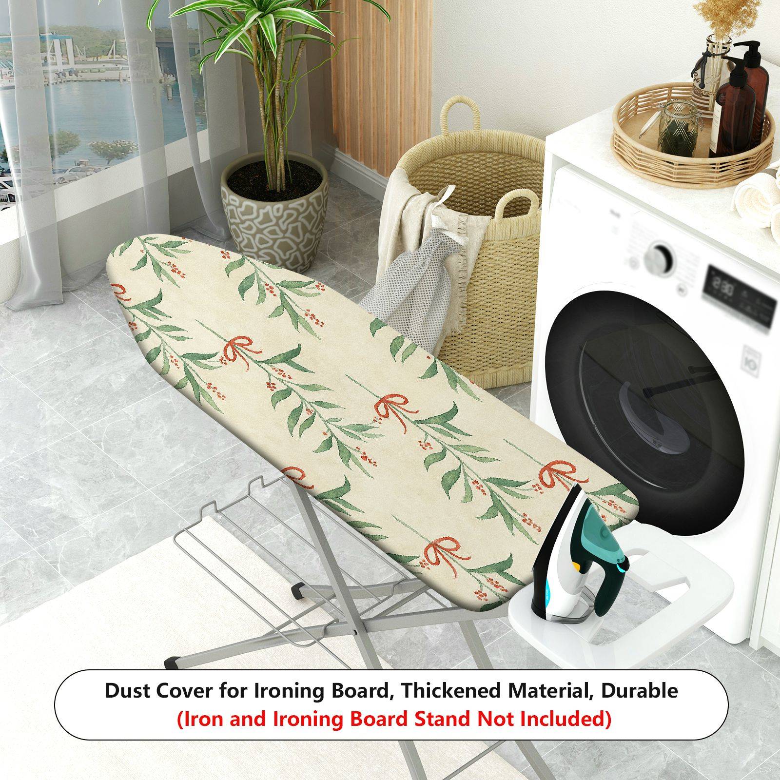 1-Piece Christmas Leaf Bowknot Pattern  Ironing Board Cover, Universal Size, Without Board
