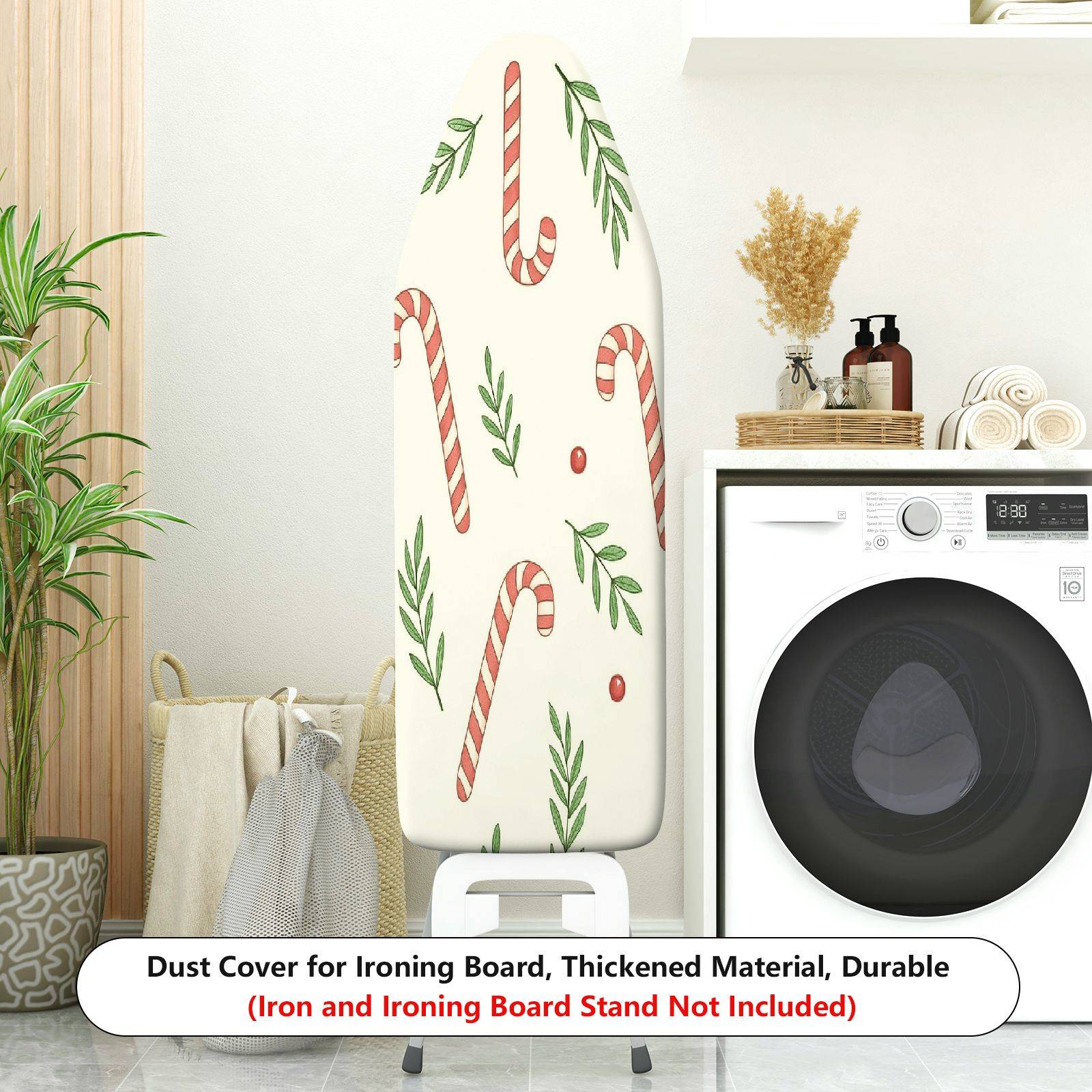 1-Piece Christmas Candy Cane Leaf Pattern  Ironing Board Cover, Universal Size, Without Board