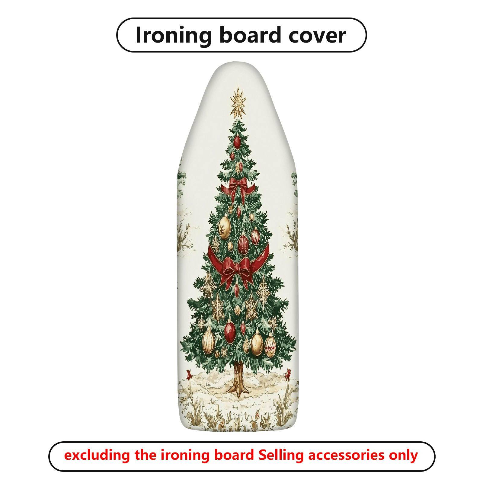 1-Piece Christmas Tree Red Bow Green Ornament  Ironing Board Cover, Universal Size, Without Board