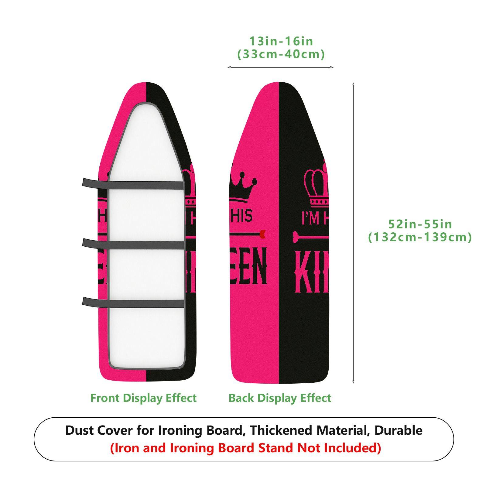 1-Piece Queen Crown Pink  Ironing Board Cover, Universal Size, Without Board