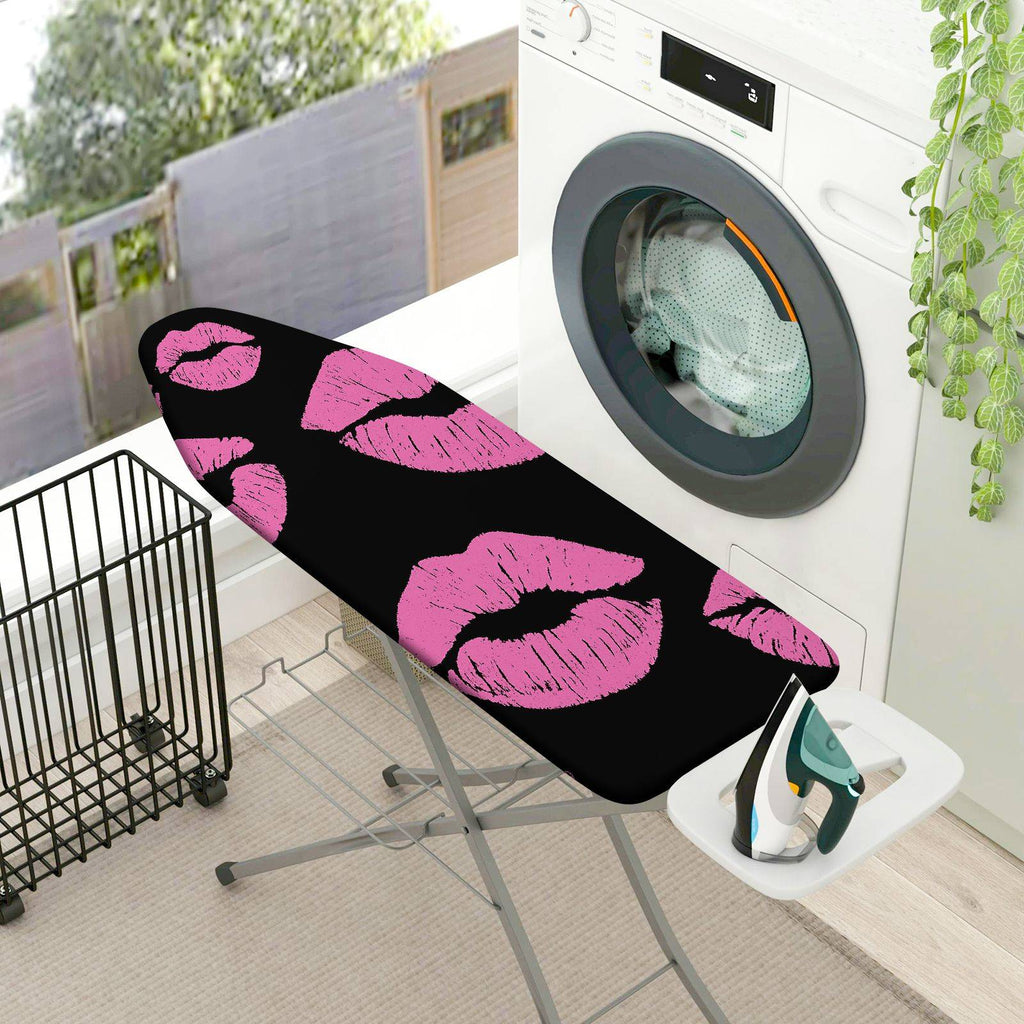 1-Piece Kiss Lip Pattern Pink Black  Ironing Board Cover, Universal Size, Without Board