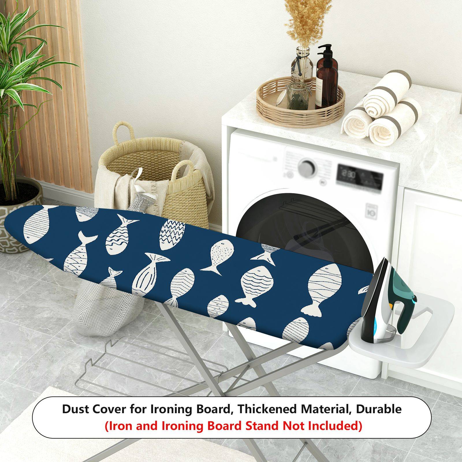 1-Piece Fish Pattern Ocean Nautical  Ironing Board Cover, Universal Size, Without Board
