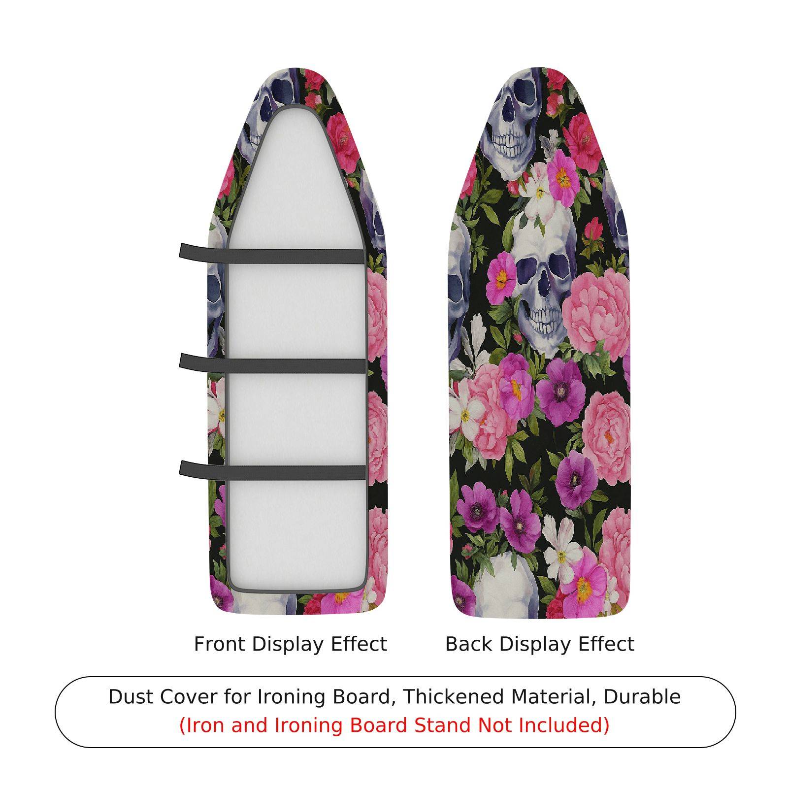 1-Piece Floral Skull Pink  Ironing Board Cover, Universal Size, Without Board
