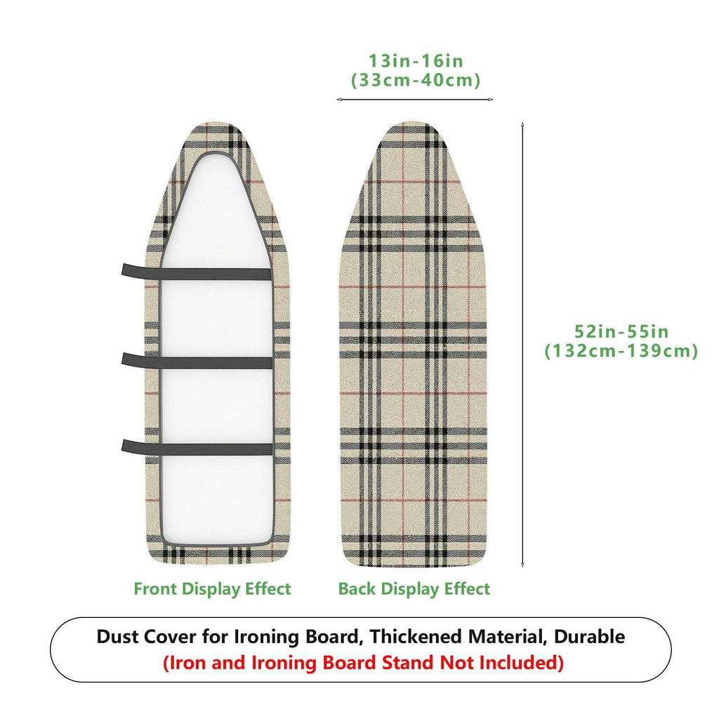 1-Piece Plaid Checkered Beige  Ironing Board Cover, Universal Size, Without Board