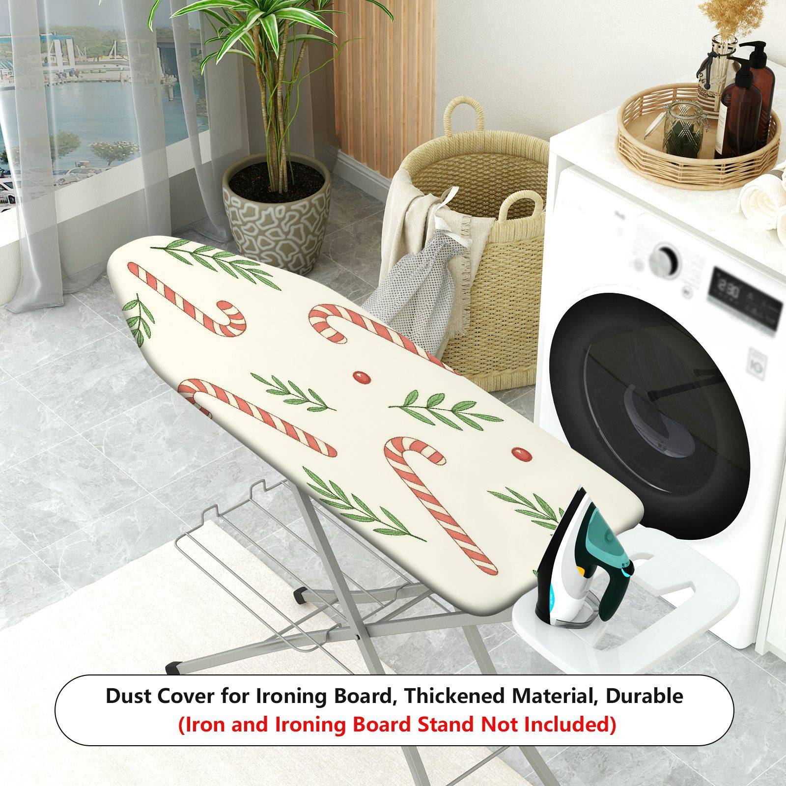 1-Piece Candy Cane Christmas Jolly  Ironing Board Cover, Universal Size, Without Board