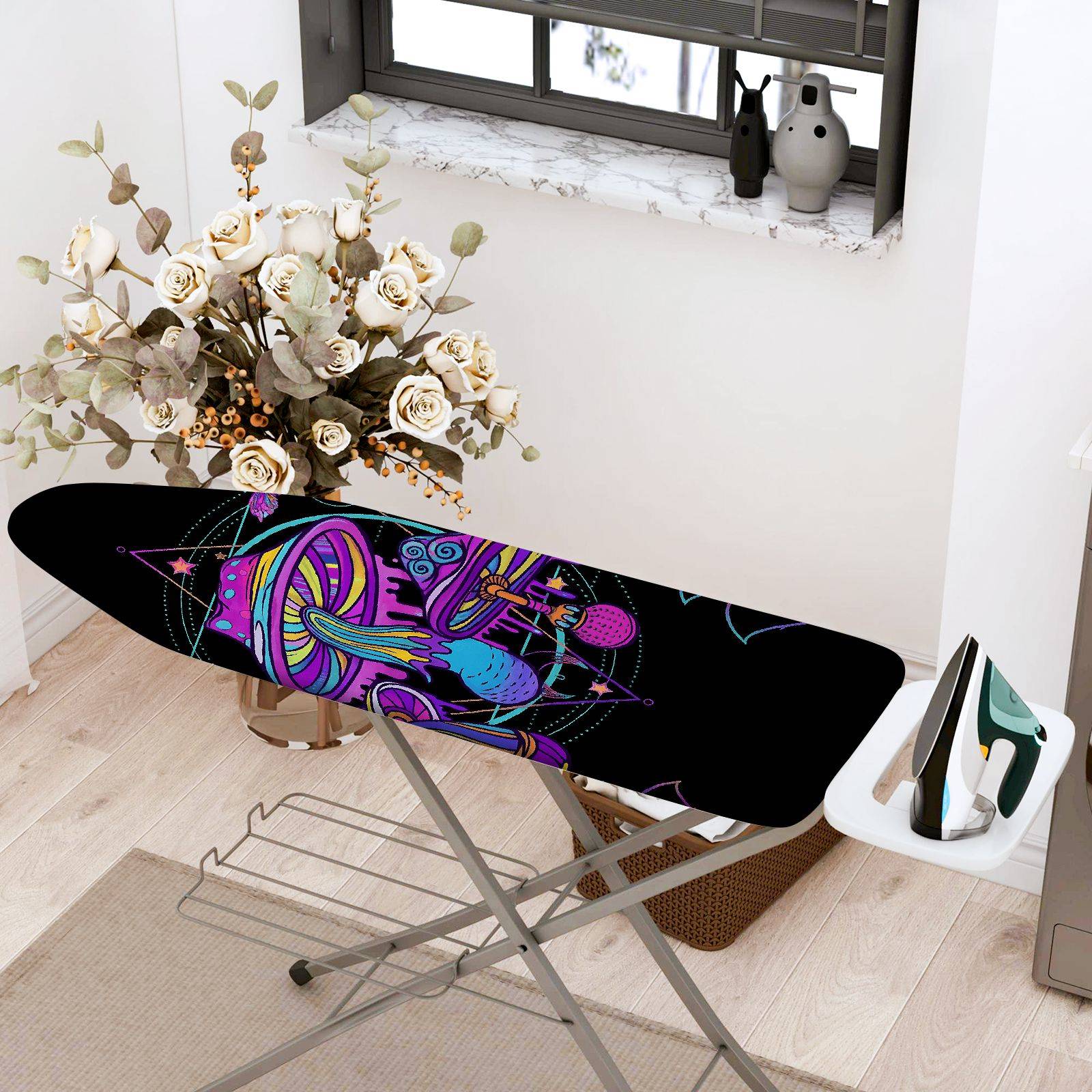 1-Piece Psychedelic Mushroom Abstract Space  Ironing Board Cover, Universal Size, Without Board