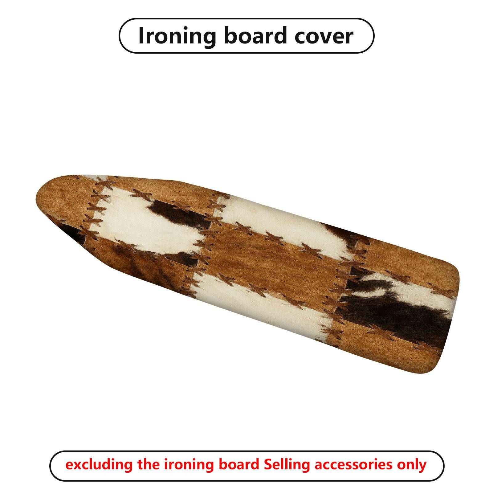 1-Piece Cowhide Pattern Brown Beige Checkered  Ironing Board Cover, Universal Size, Without Board