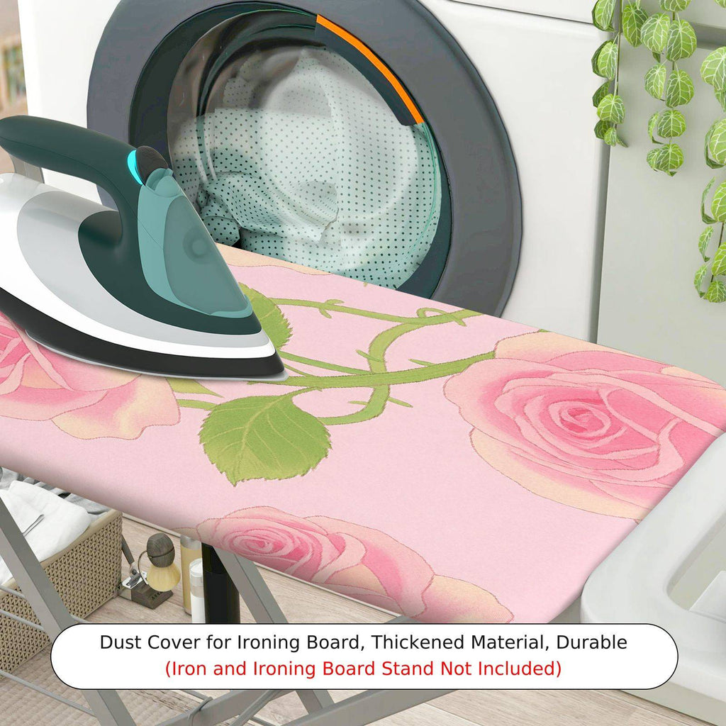 1-Piece Floral Pink Rose  Ironing Board Cover, Universal Size, Without Board
