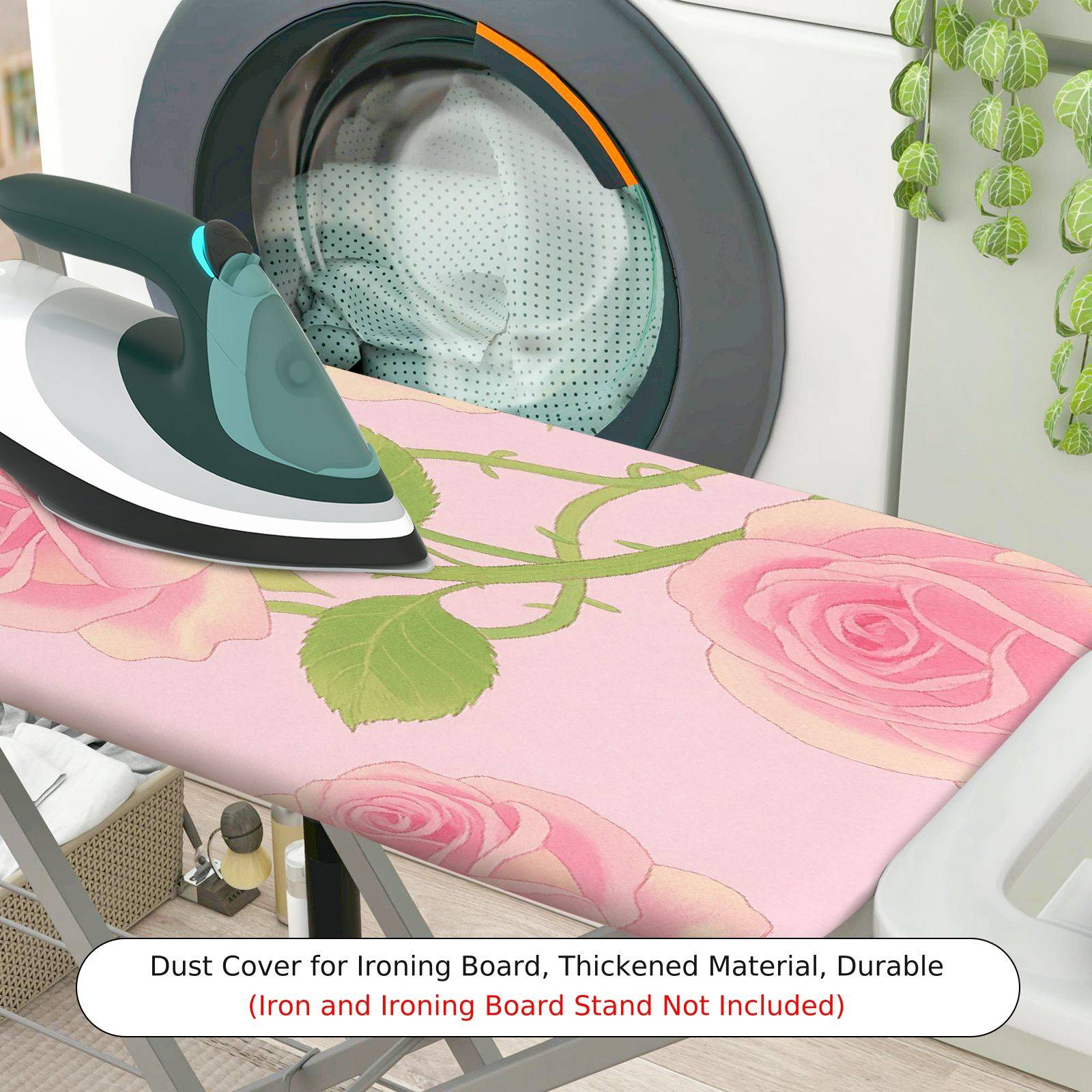 1-Piece Floral Pink Rose  Ironing Board Cover, Universal Size, Without Board