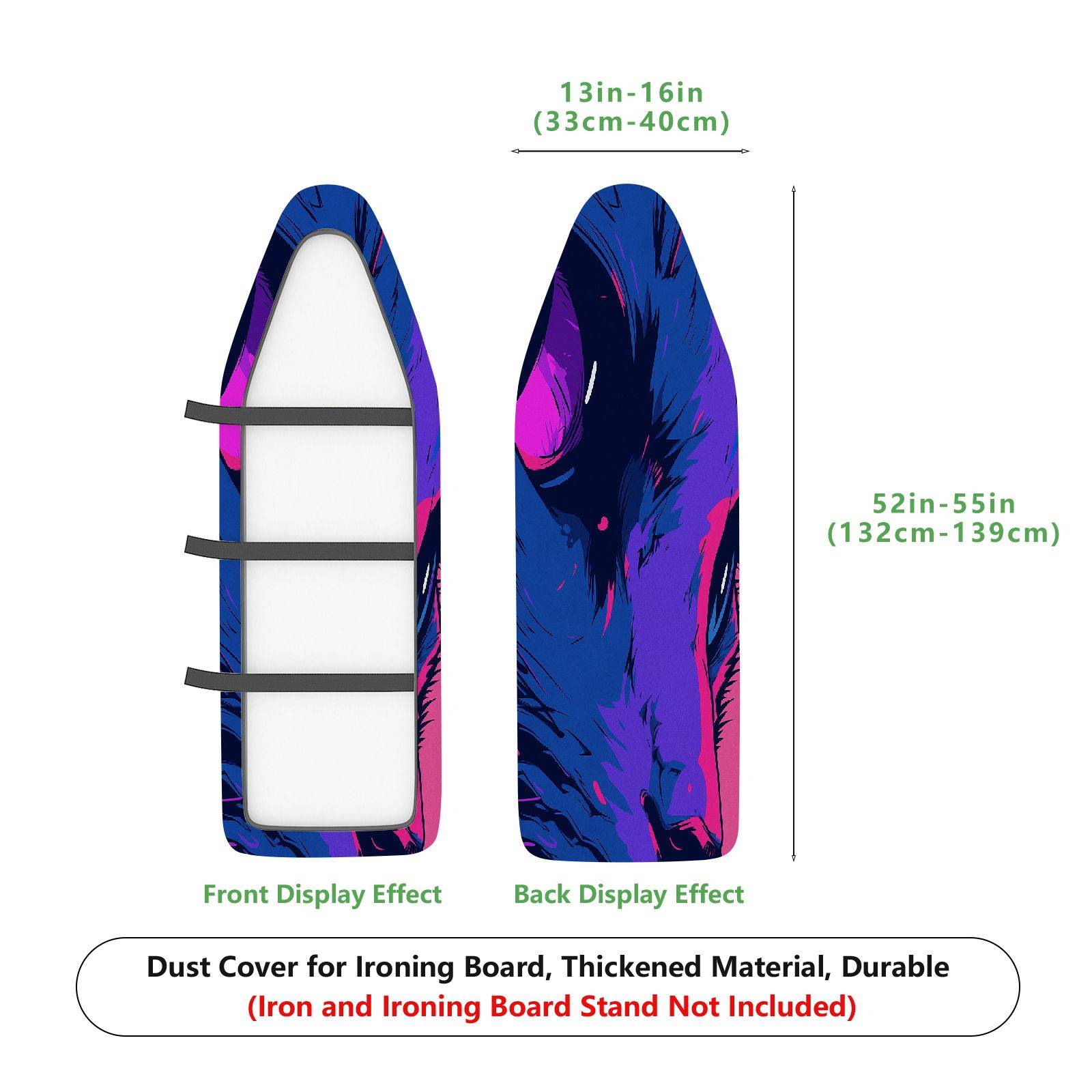 1-Piece Abstract Colorful Wolf  Ironing Board Cover, Universal Size, Without Board