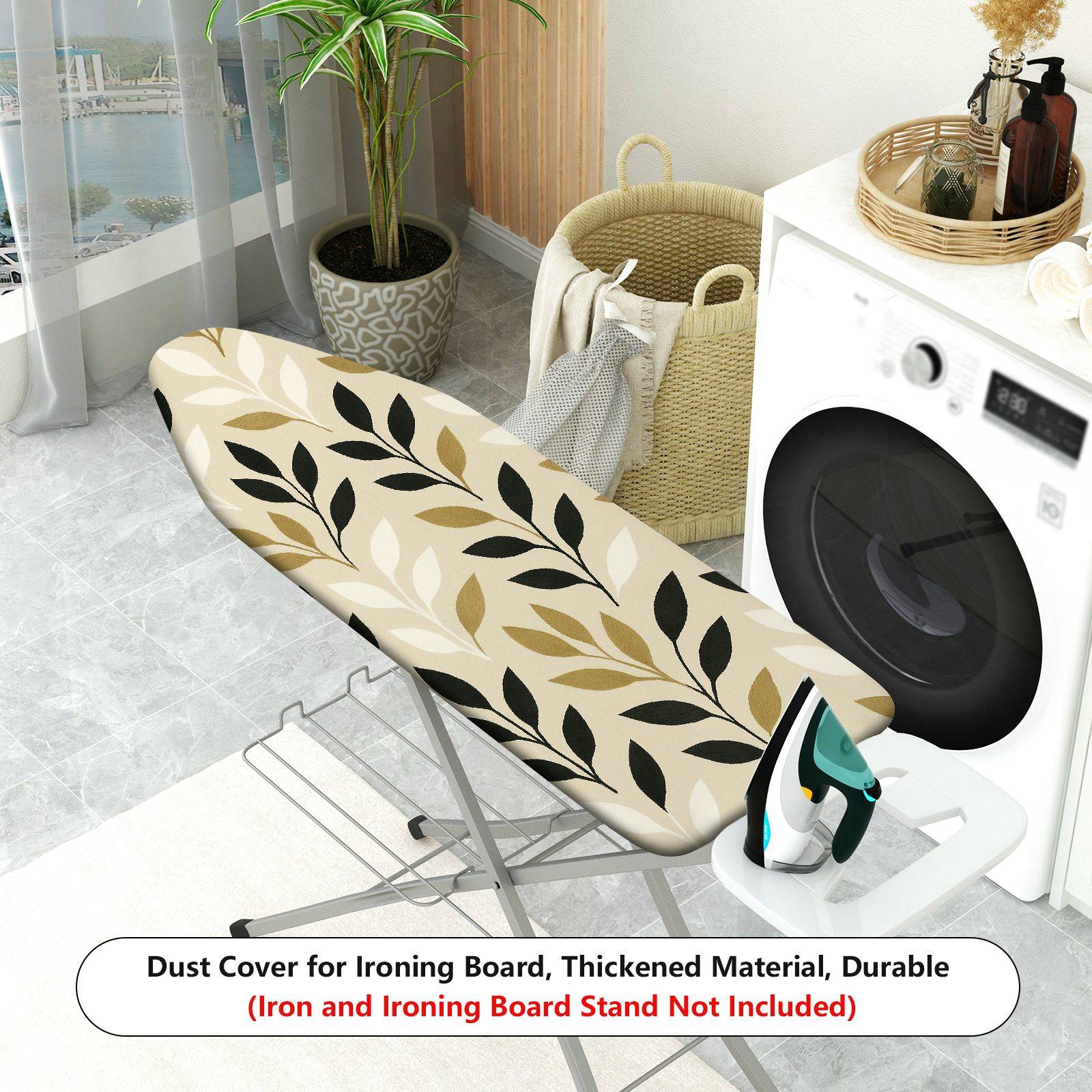 1-Piece Leaves Pattern Floral Beige  Ironing Board Cover, Universal Size, Without Board