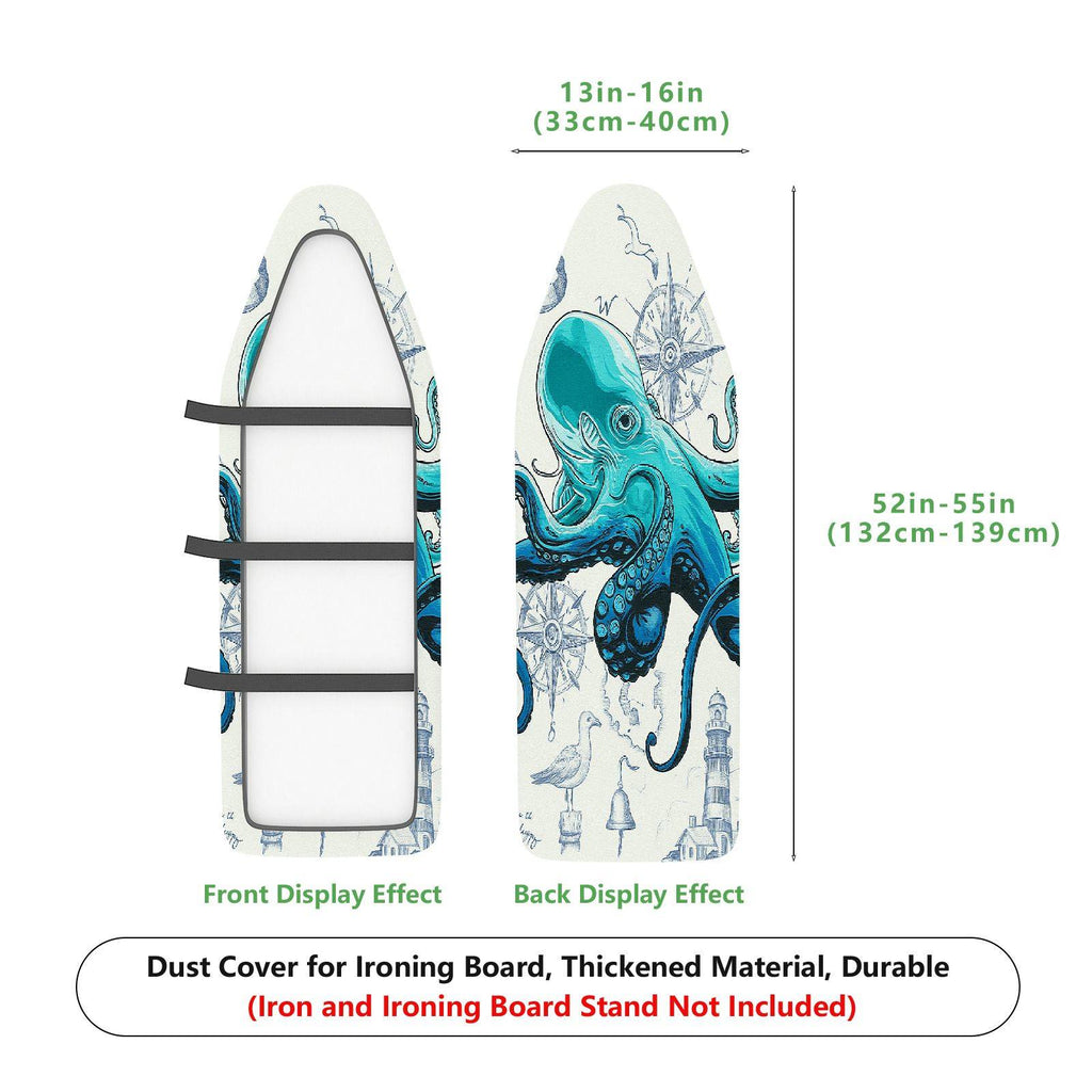1-Piece Ocean Nautical Octopus  Ironing Board Cover, Universal Size, Without Board