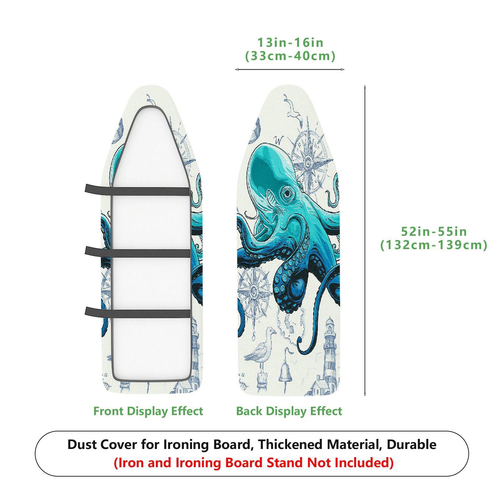 1-Piece Ocean Nautical Octopus  Ironing Board Cover, Universal Size, Without Board