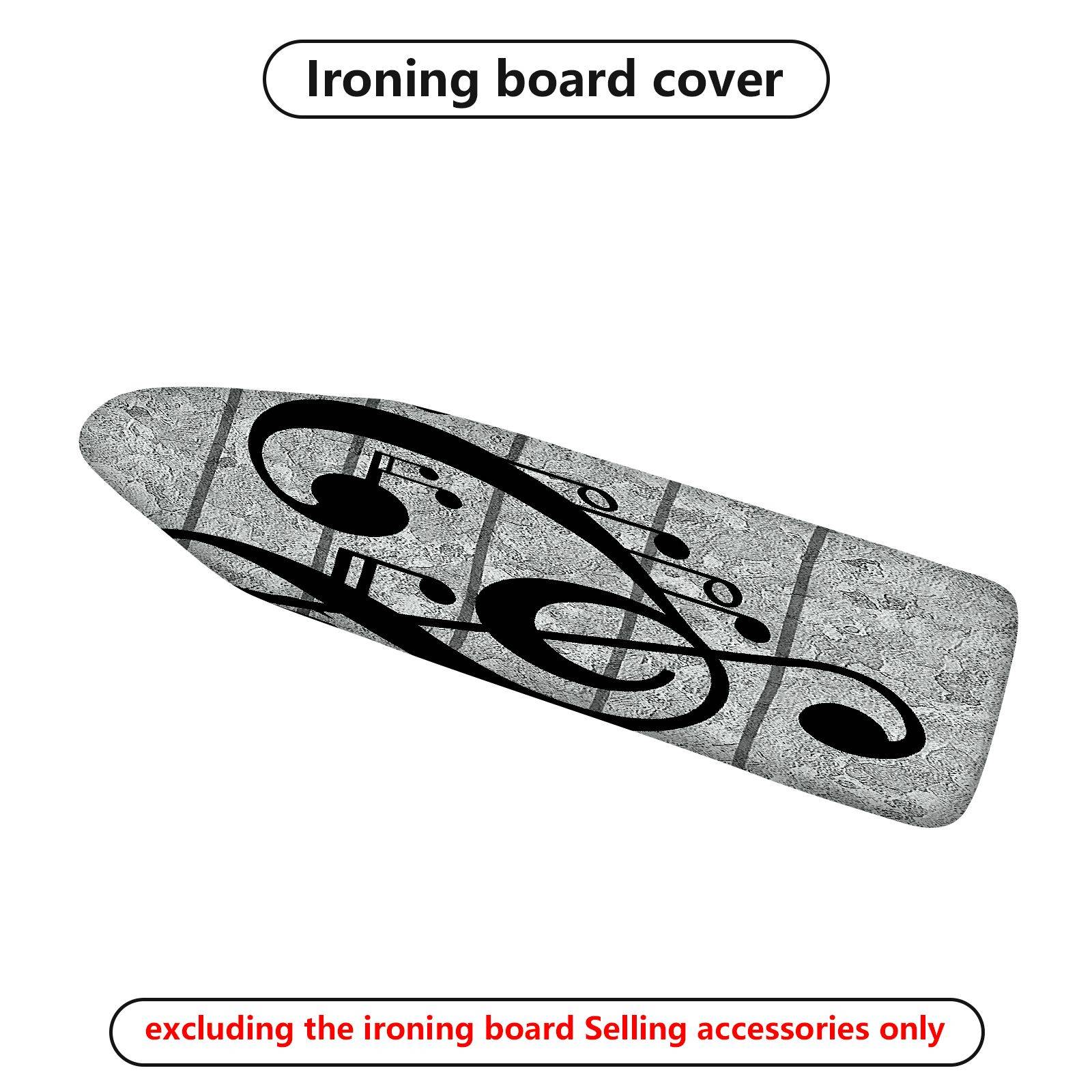 1-Piece Musical Note Gray Pattern Abstract  Ironing Board Cover, Universal Size, Without Board