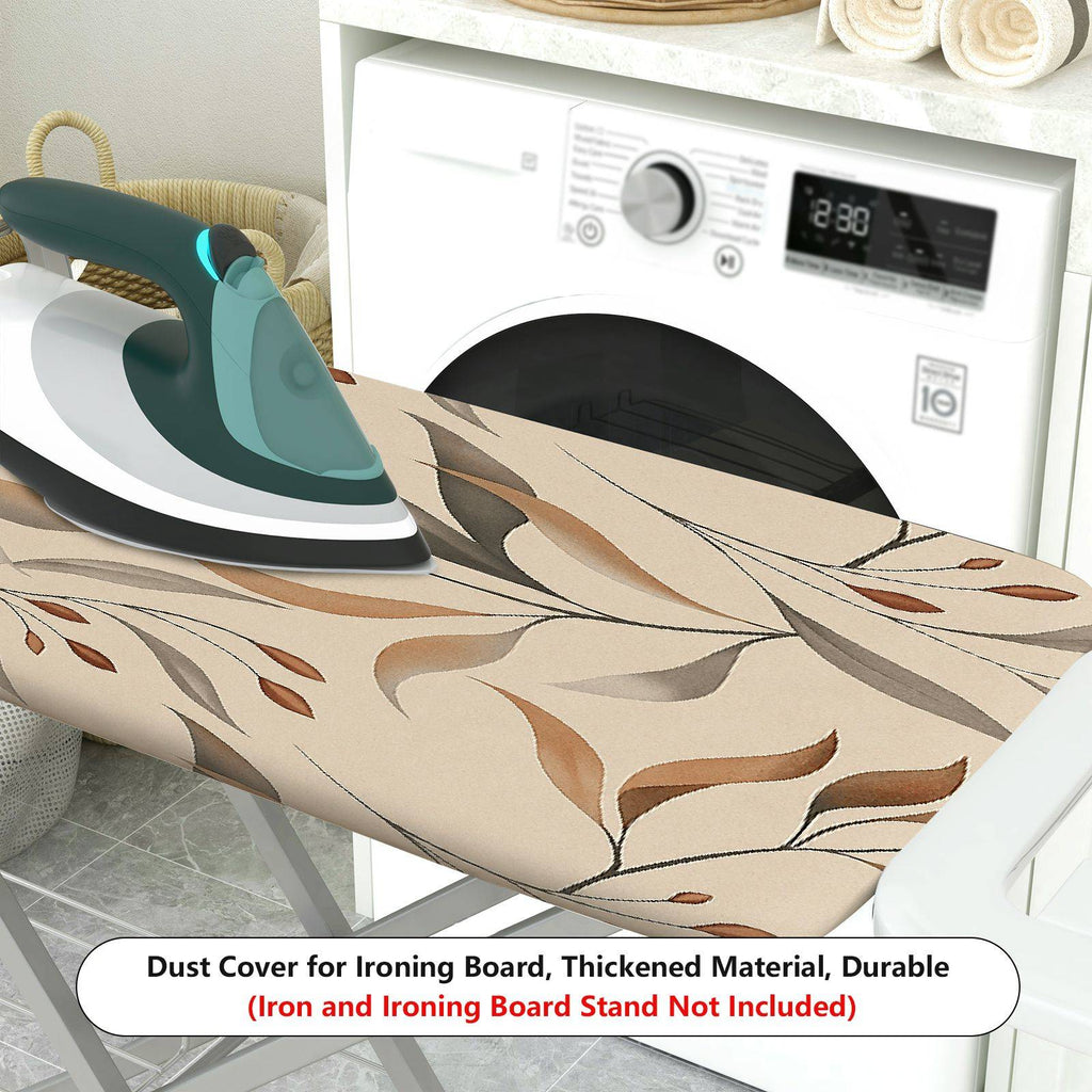 1-Piece Leaf Pattern Brown Beige Abstract Design  Ironing Board Cover, Universal Size, Without Board