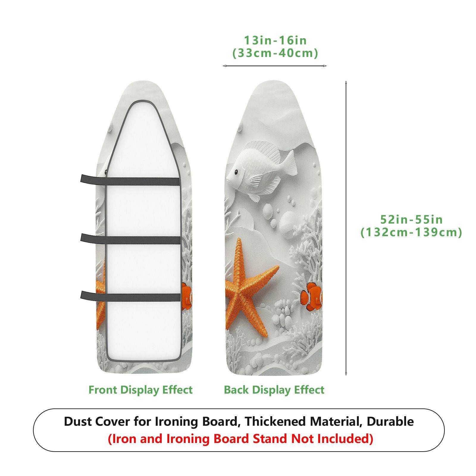 1-Piece Ocean Starfish Clownfish  Ironing Board Cover, Universal Size, Without Board