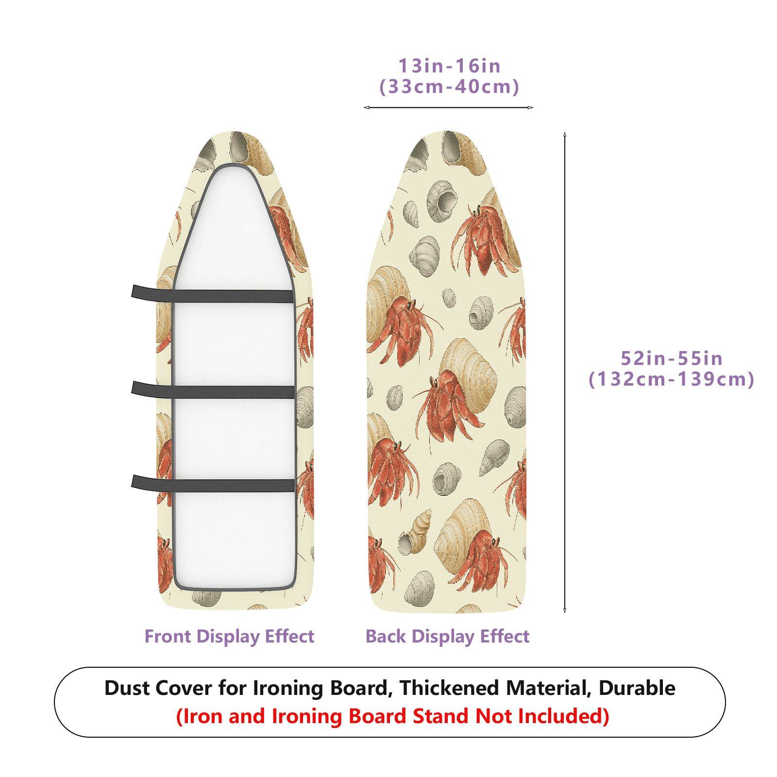 1-Piece Crab Seashell Ocean  Ironing Board Cover, Universal Size, Without Board