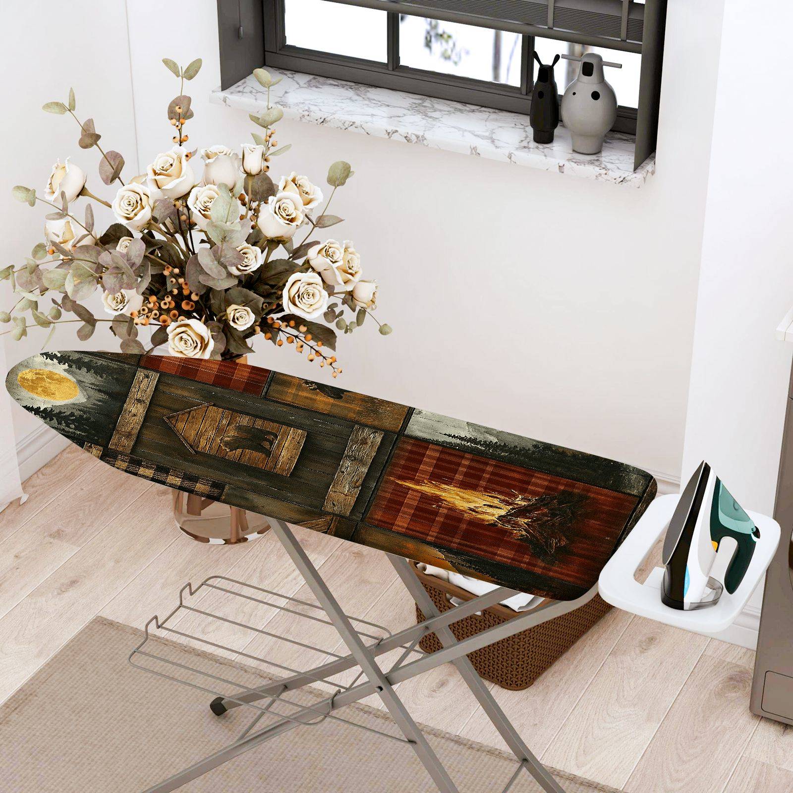 1-Piece Rustic Woodland Abstract  Ironing Board Cover, Universal Size, Without Board